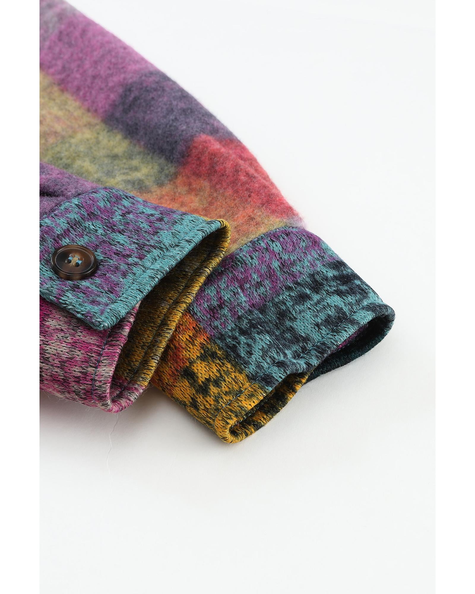 Multicolor Brushed Checked Western Buttoned Jacket - S 5