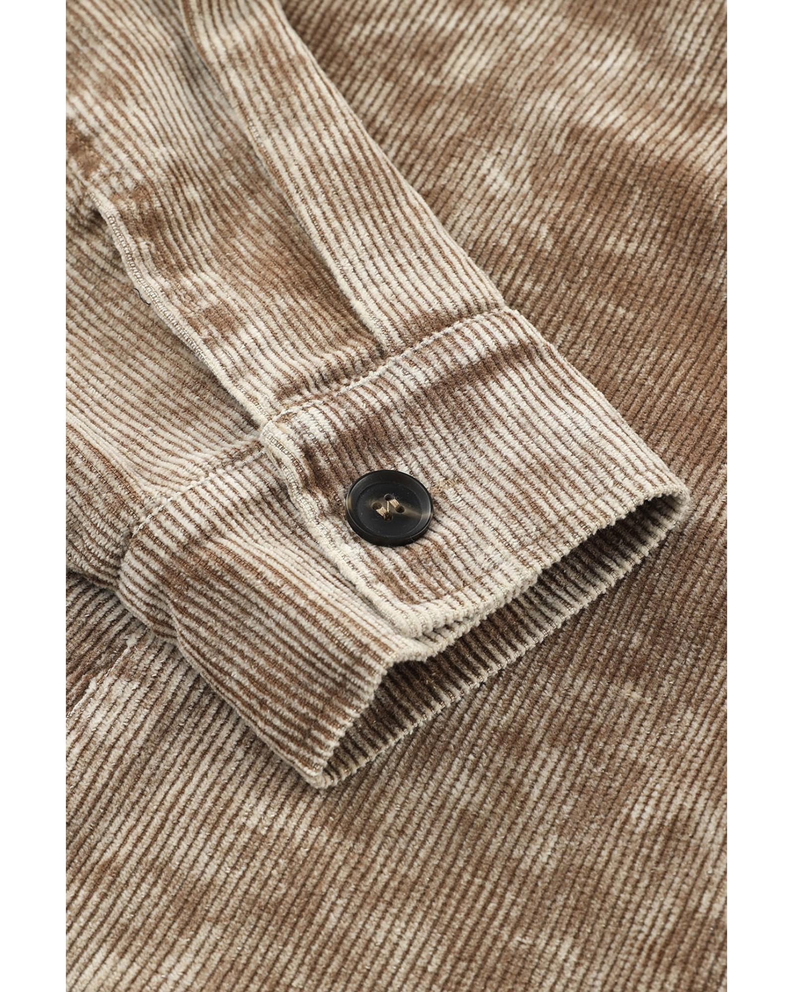 Khaki Vintage Distressed Mineral Wash Oversized Shacket - S 3