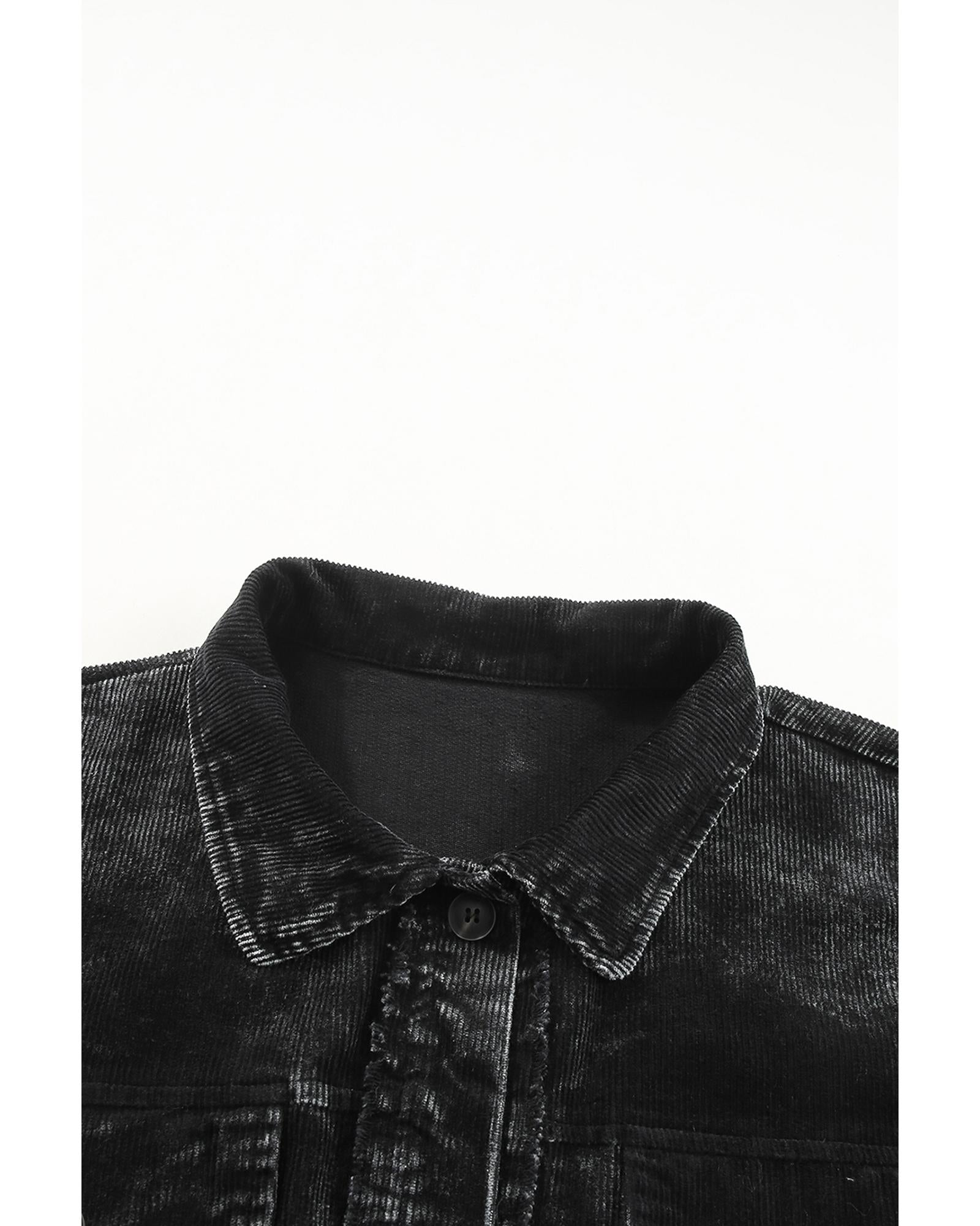 Black Vintage Distressed Mineral Wash Oversized Shacket - M 3