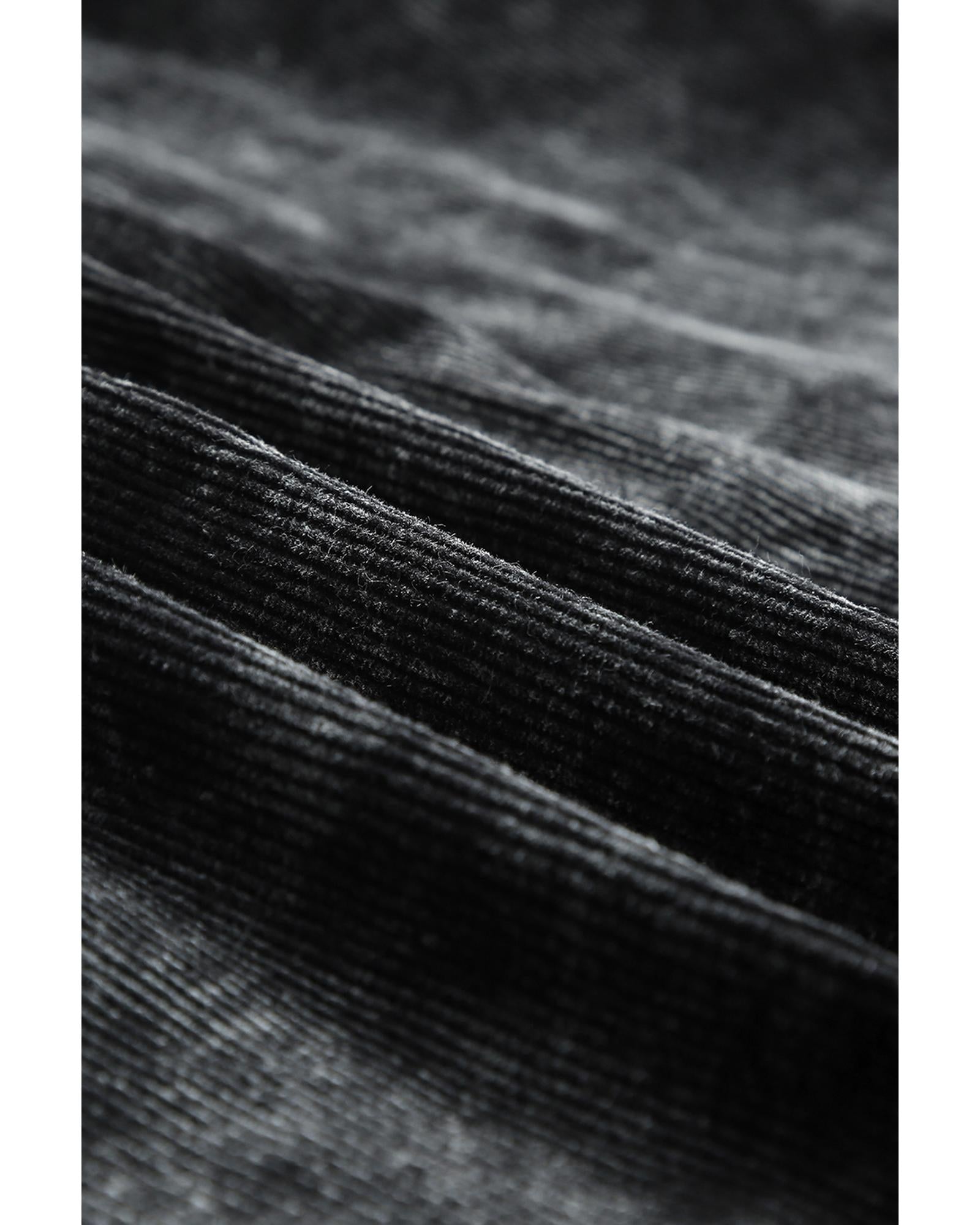 Black Vintage Distressed Mineral Wash Oversized Shacket - M 8