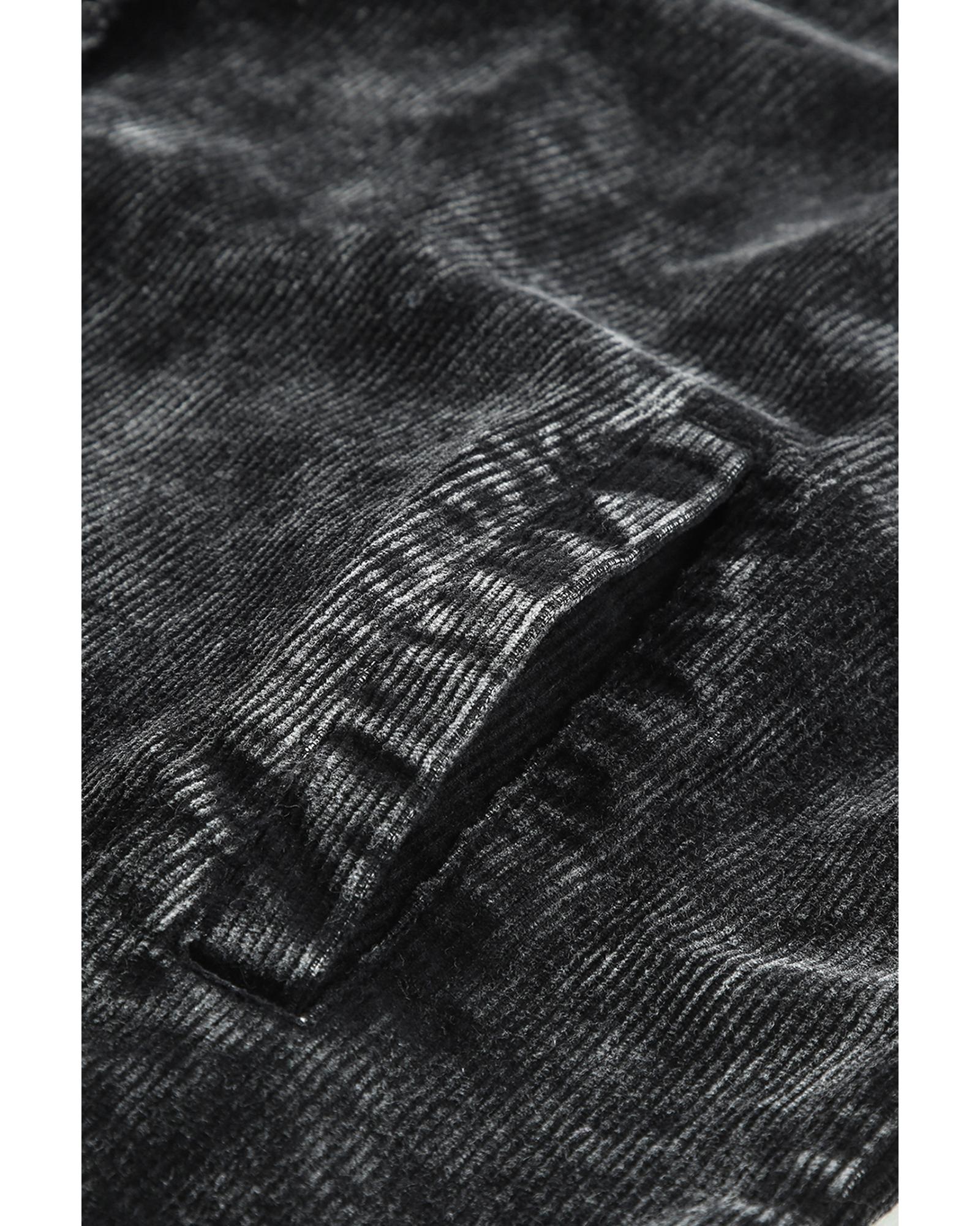 Black Vintage Distressed Mineral Wash Oversized Shacket - S 6