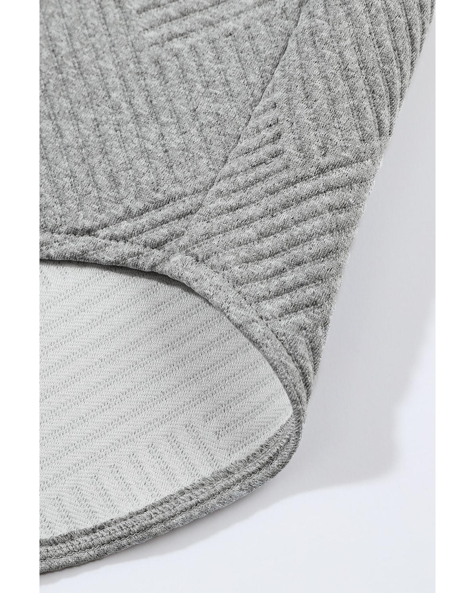 Gray Solid Textured Flap Pocket Buttoned Shacket - L 7