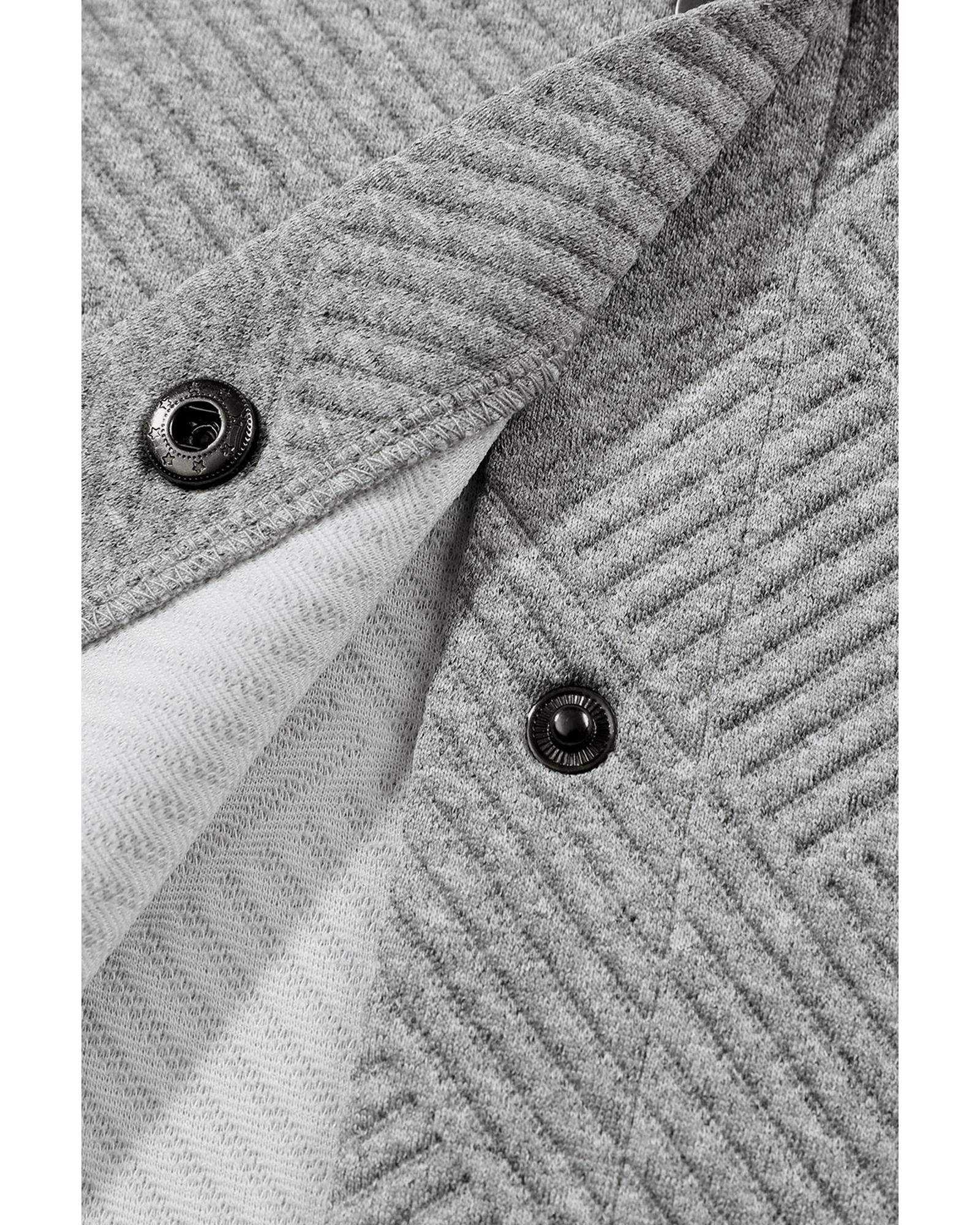 Gray Solid Textured Flap Pocket Buttoned Shacket - XL 4