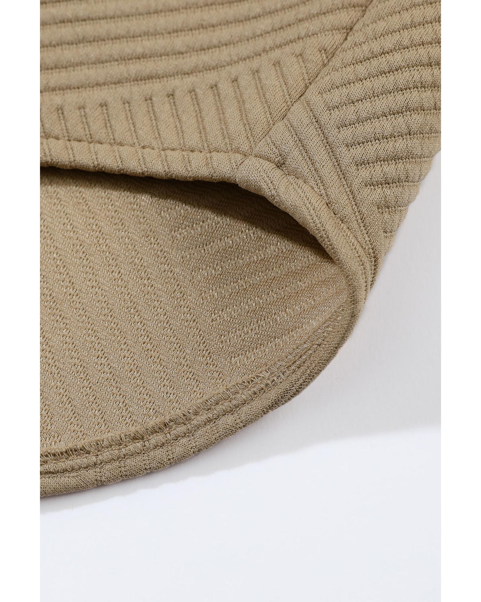 Khaki Solid Textured Flap Pocket Buttoned Shacket - L 6