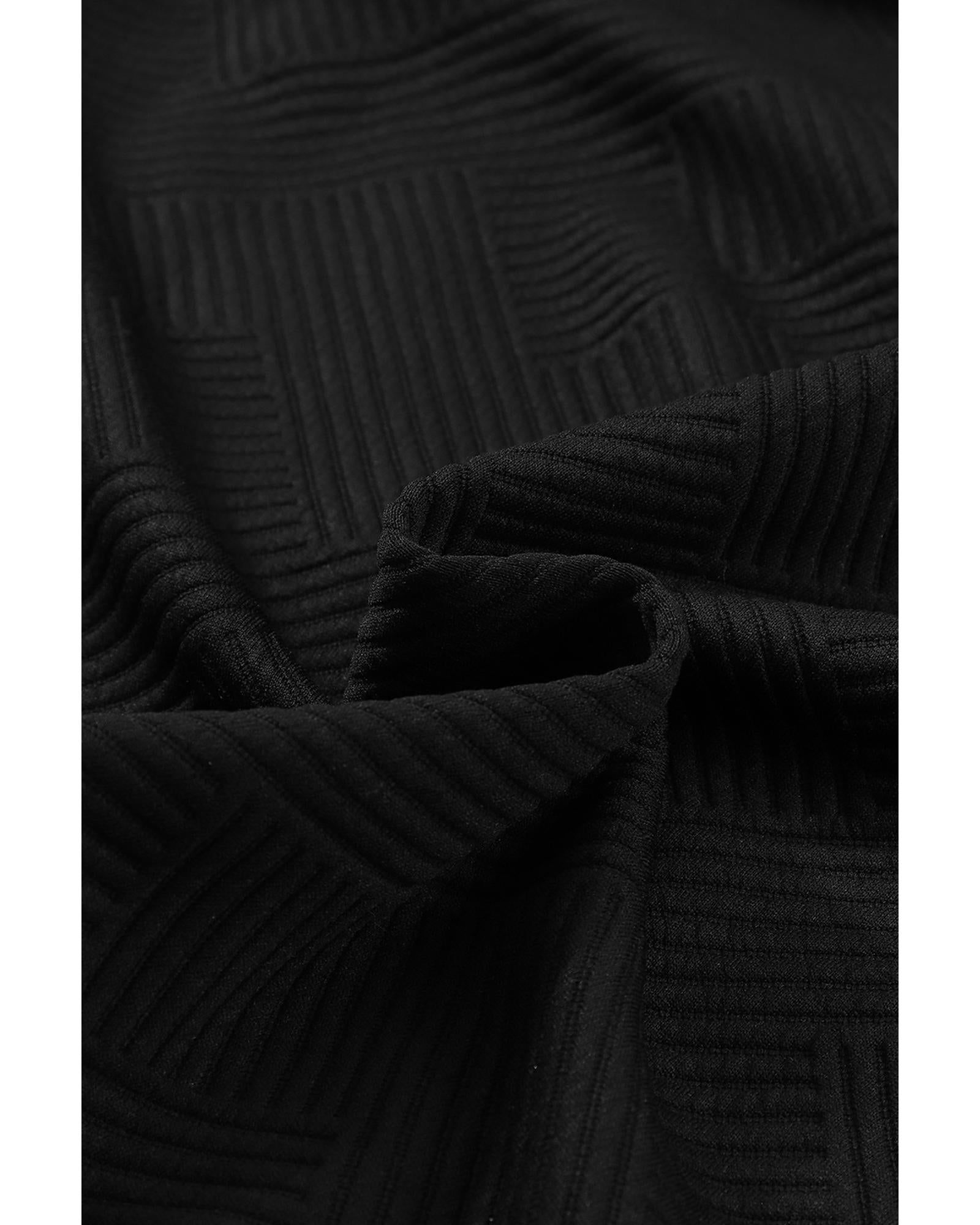 Black Solid Textured Flap Pocket Buttoned Shacket - XL 6