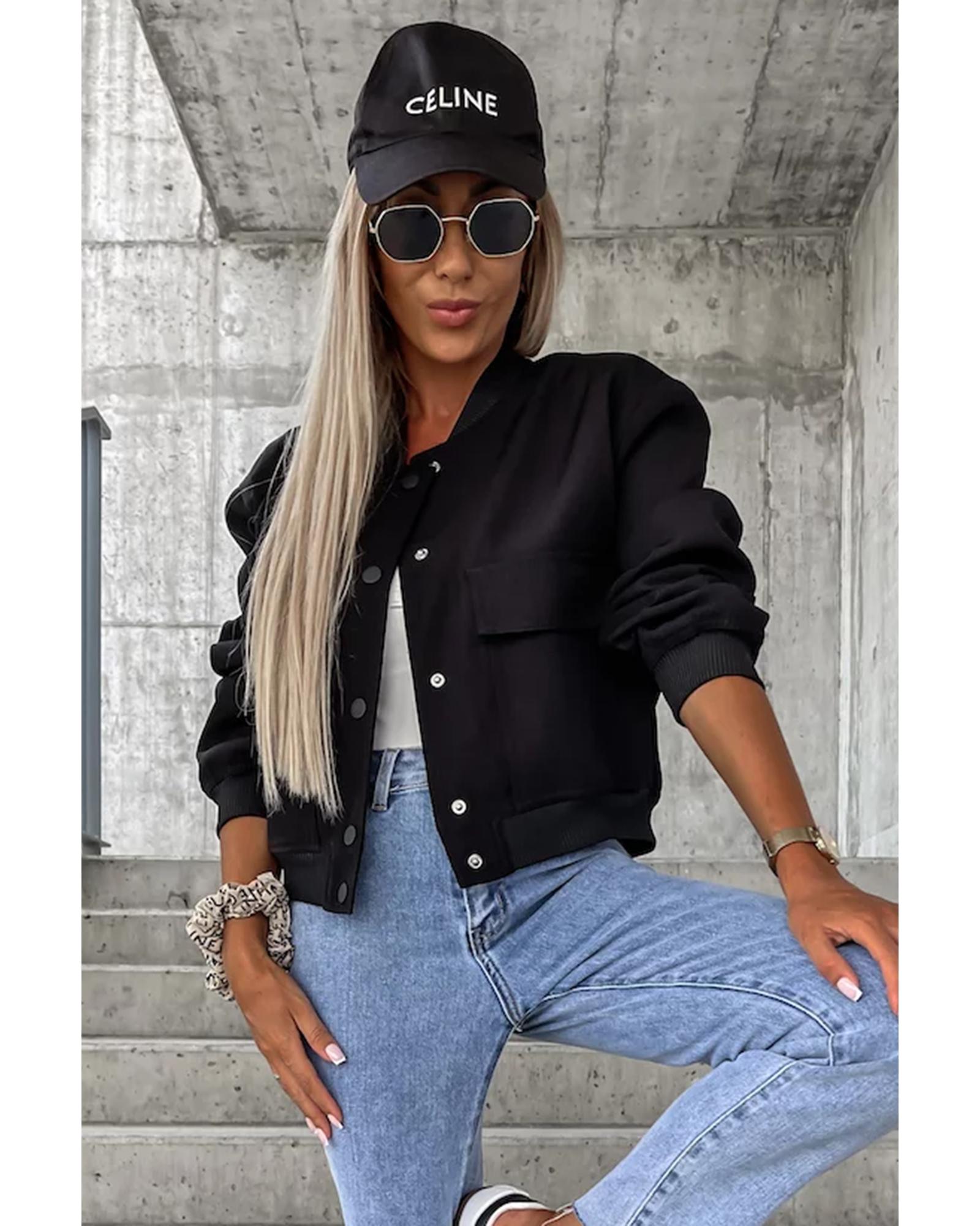 Black Big Pockets Baseball Collar Jacket - XL 4