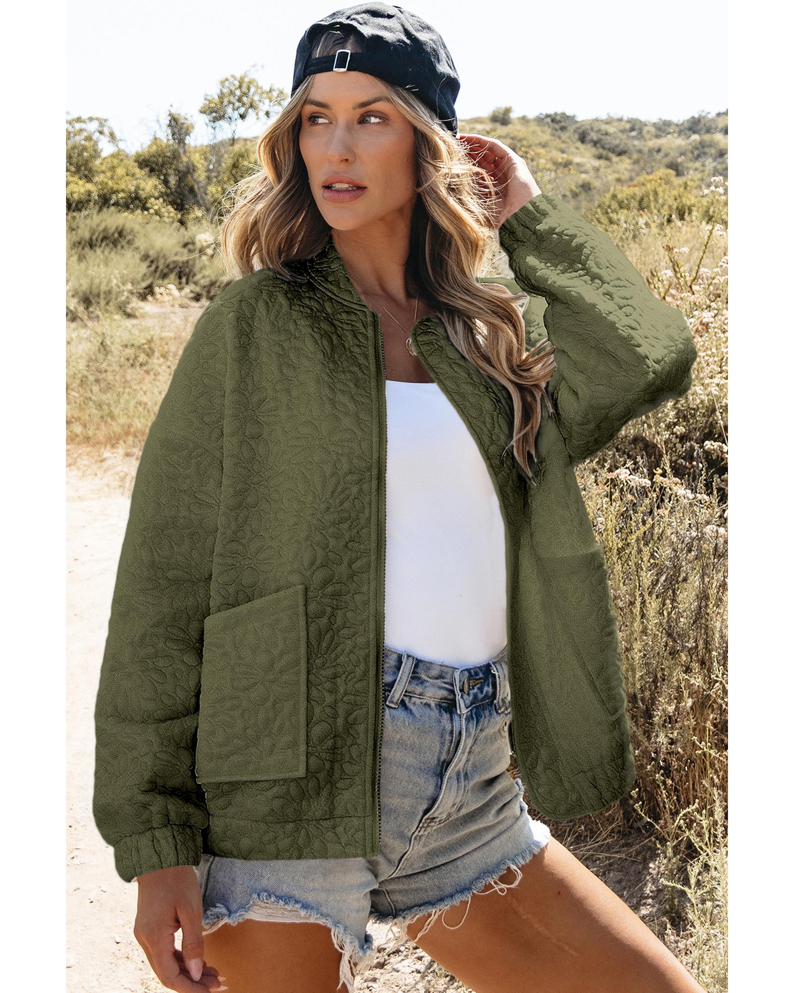 Jungle Green Floral Quilted Jacket - M 3