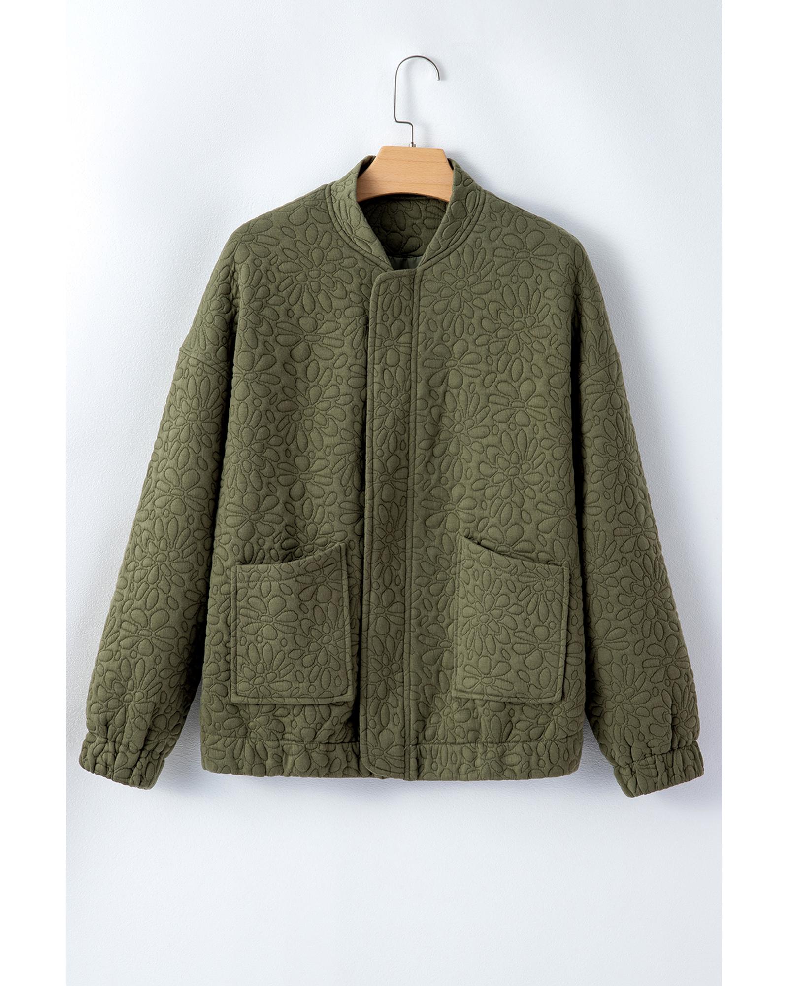 Jungle Green Floral Quilted Jacket - M 7