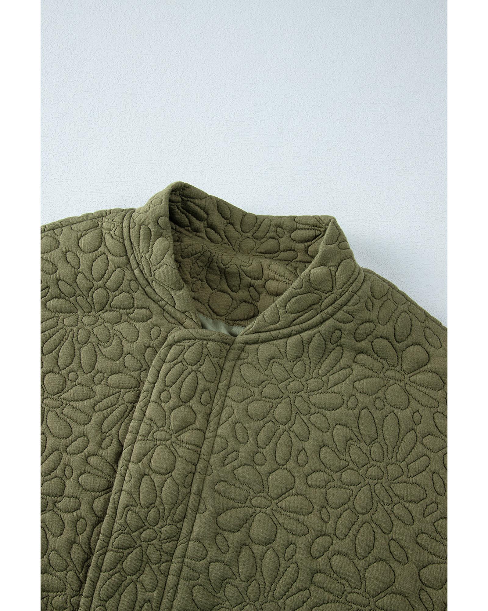 Jungle Green Floral Quilted Jacket - S