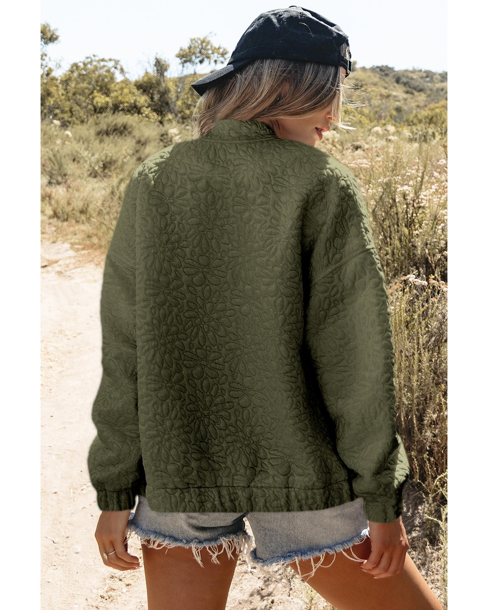 Jungle Green Floral Quilted Jacket - S 4