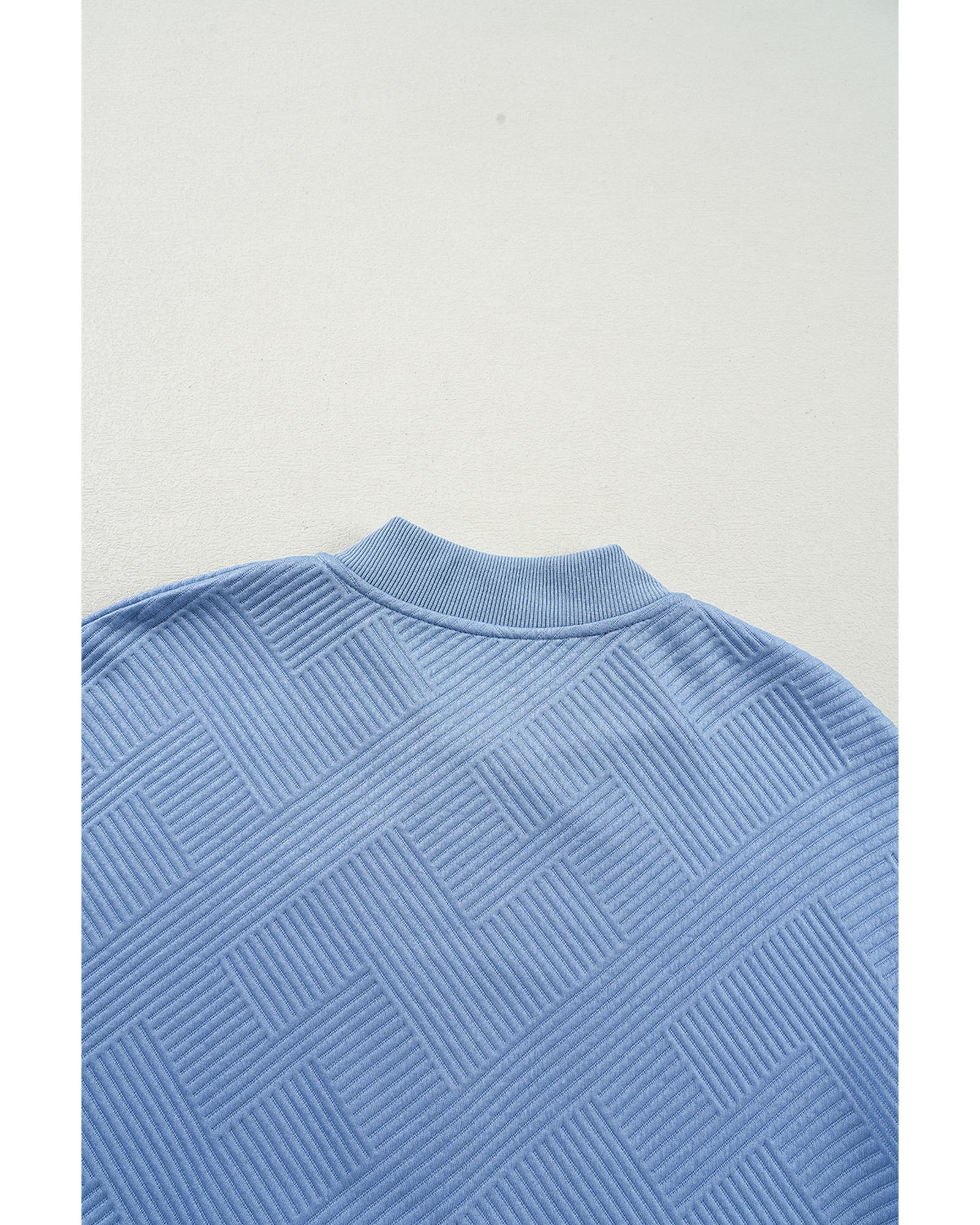 Myosotis Solid Textured Stand Neck Zipper Bomber Jacket - M 8