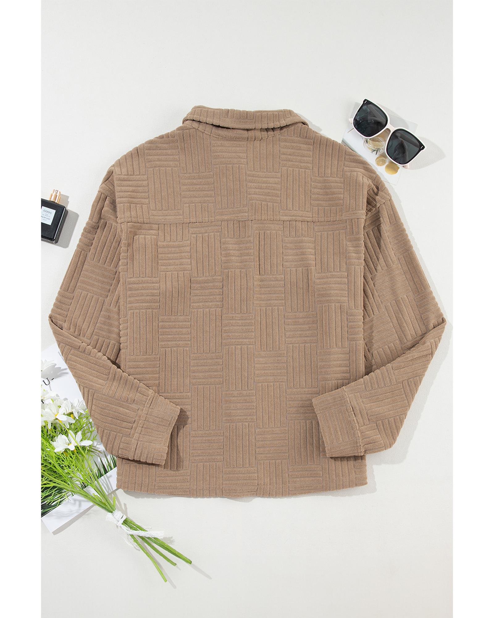 Dark Khaki Textured Chest Pocket Button-up Shacket - L 6