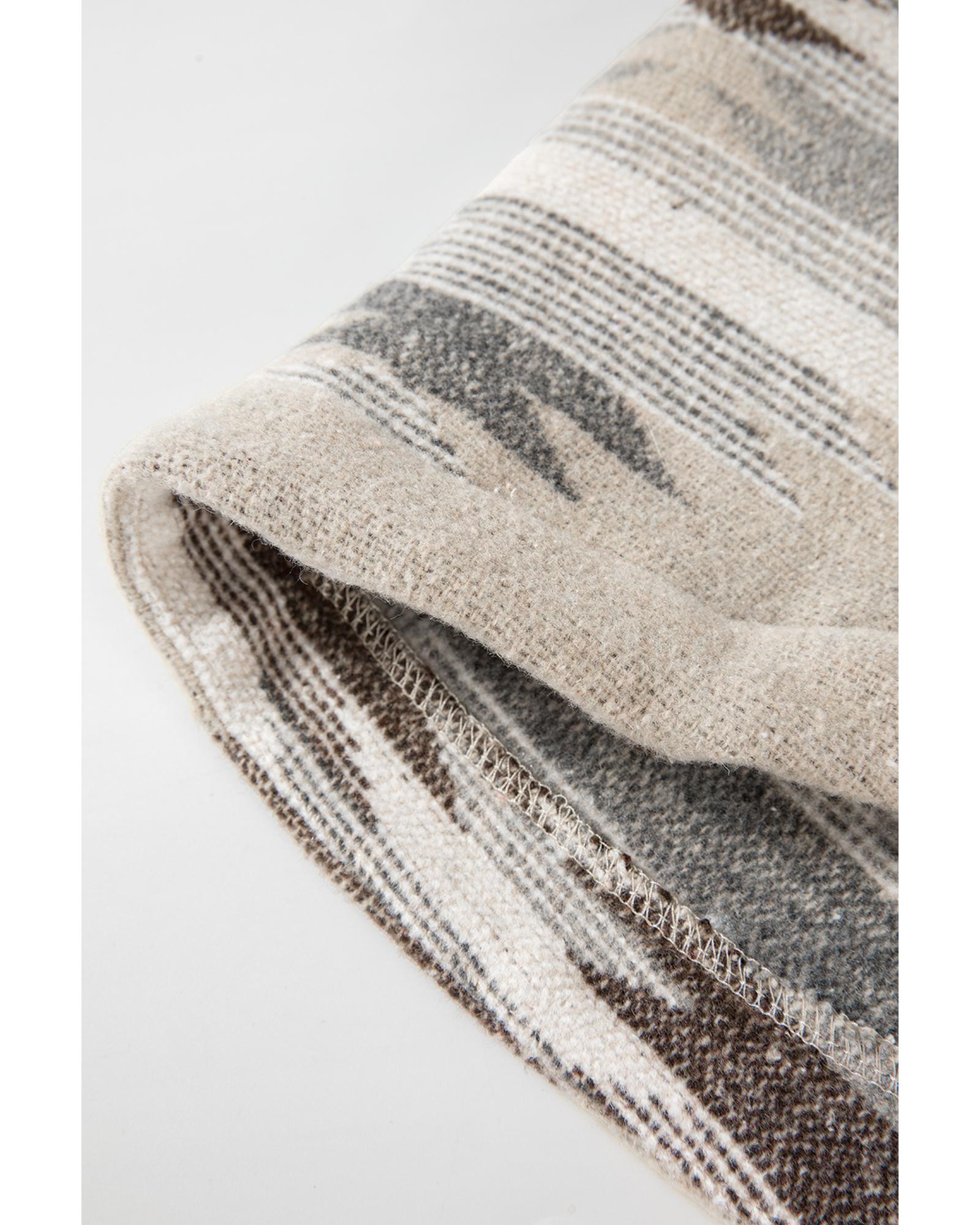 Khaki Western Aztec Print Sherpa Splicing Buttoned Flap Pocket Coat - S 6