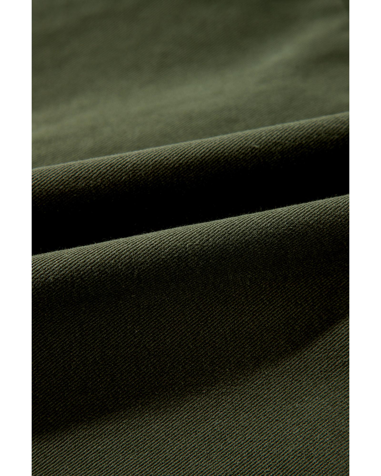 Moss Green Snap Button Zipper Tight Waist Collared Jacket - M 4