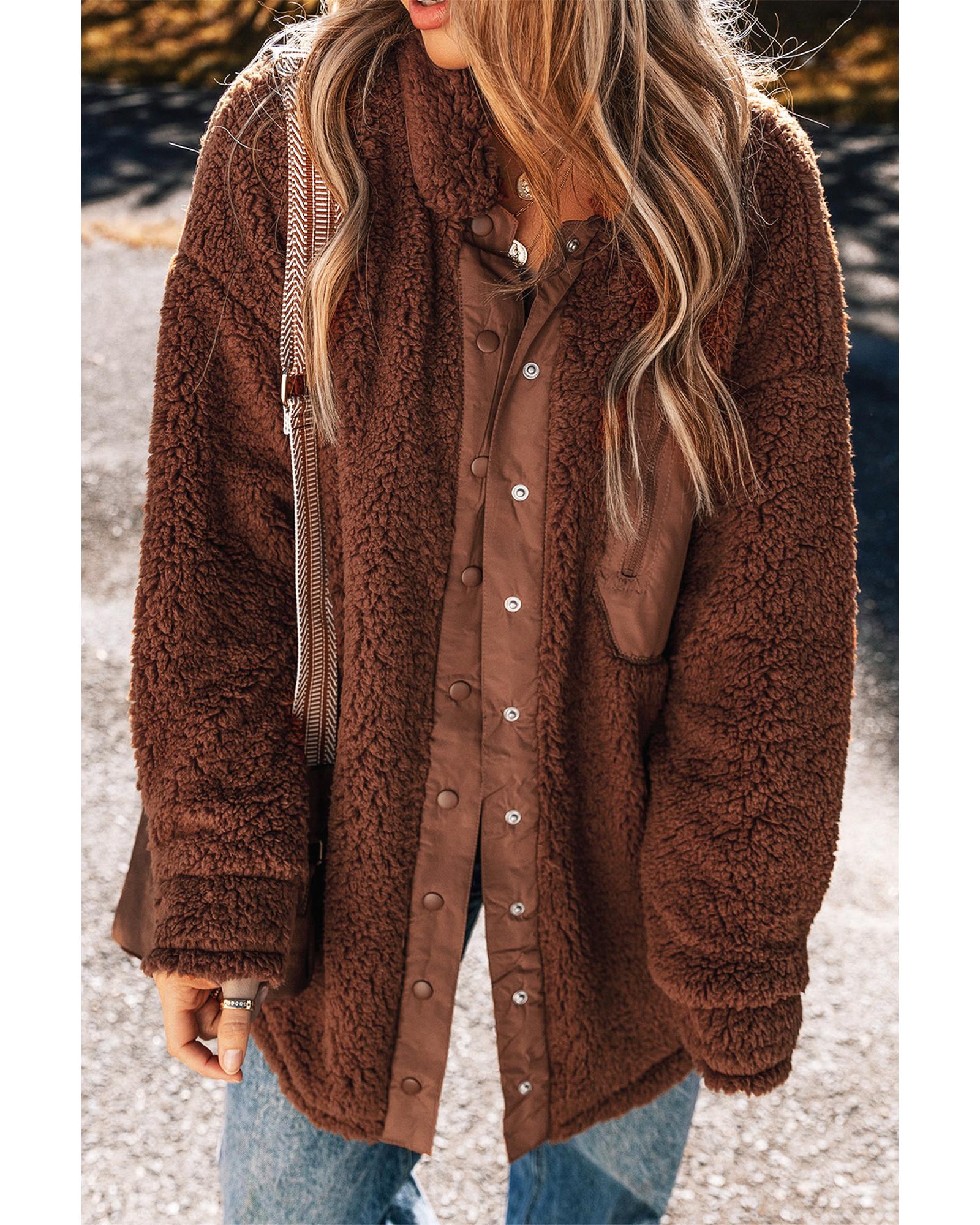 Red Clay Faux Shearling Teddy Bear Jacket - S