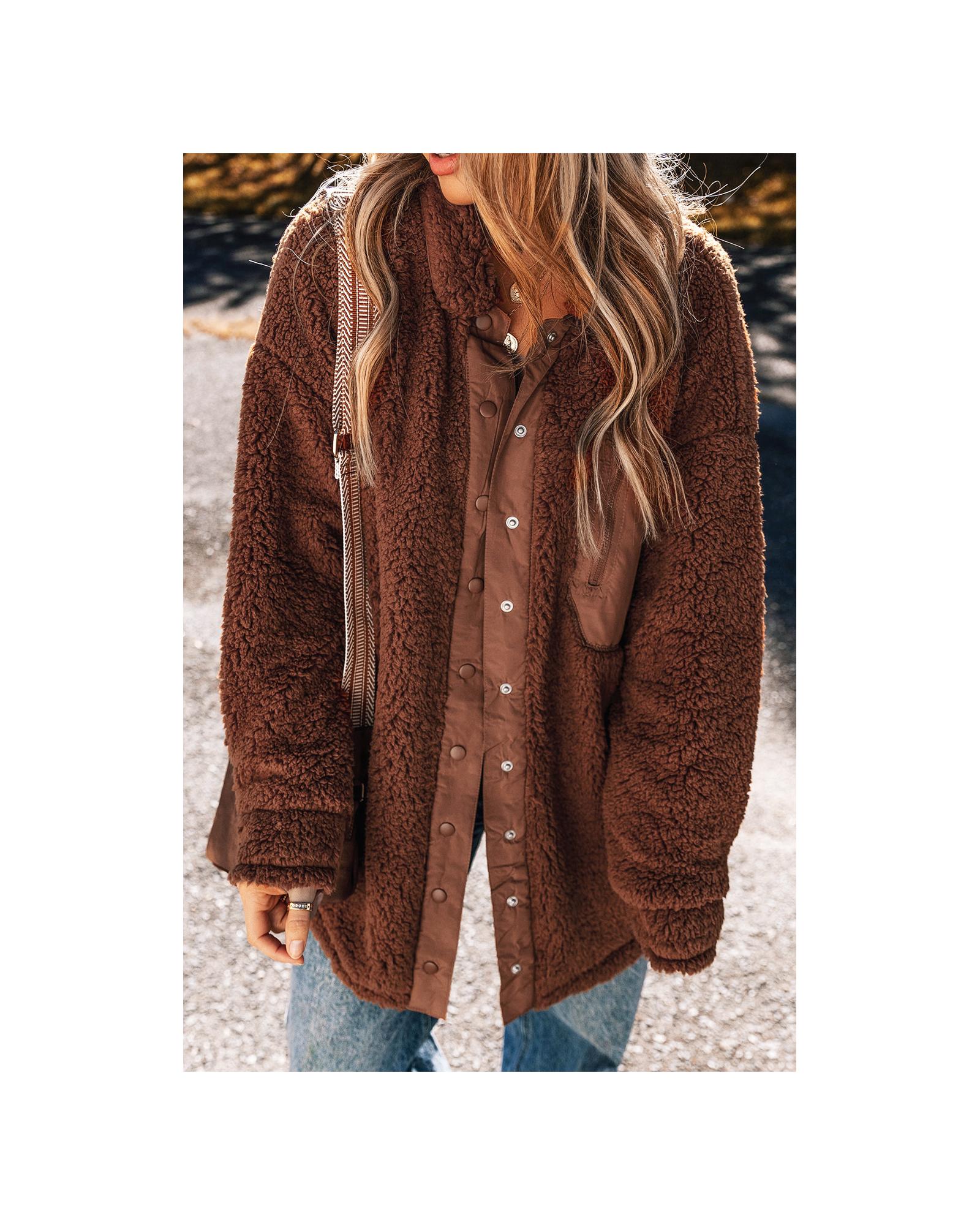 Red Clay Faux Shearling Teddy Bear Jacket - XL