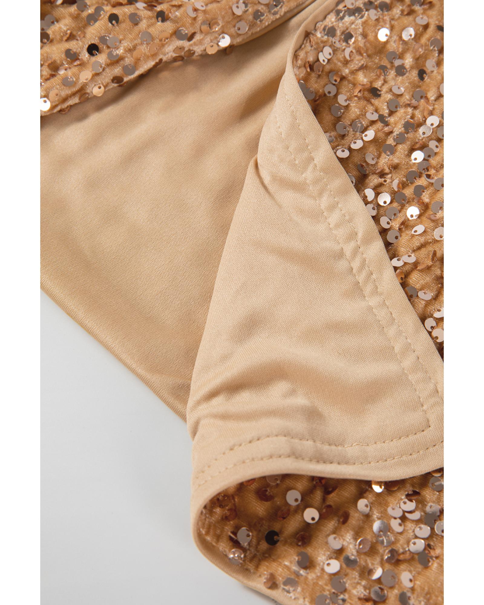 Golden Fleece Sequined Open Front Cropped Jacket - XL