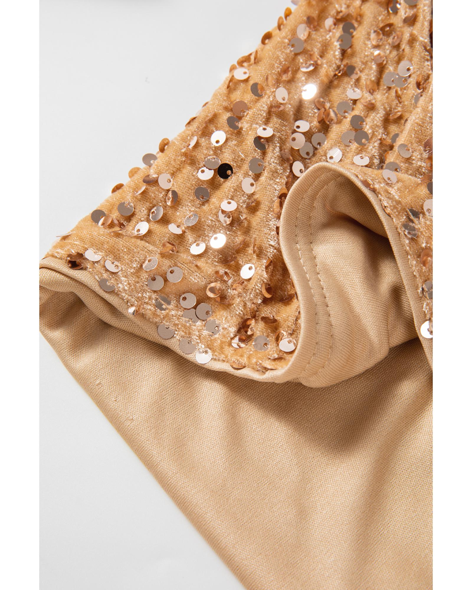 Golden Fleece Sequined Open Front Cropped Jacket - XL 8