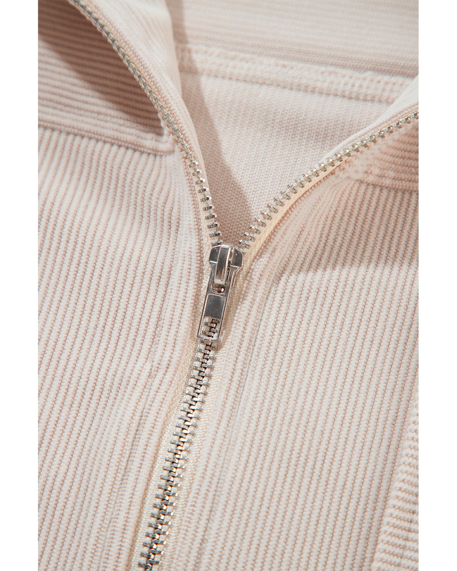 White Corduroy Drawstring Hooded Pocket Zip Up Jacket - L 8