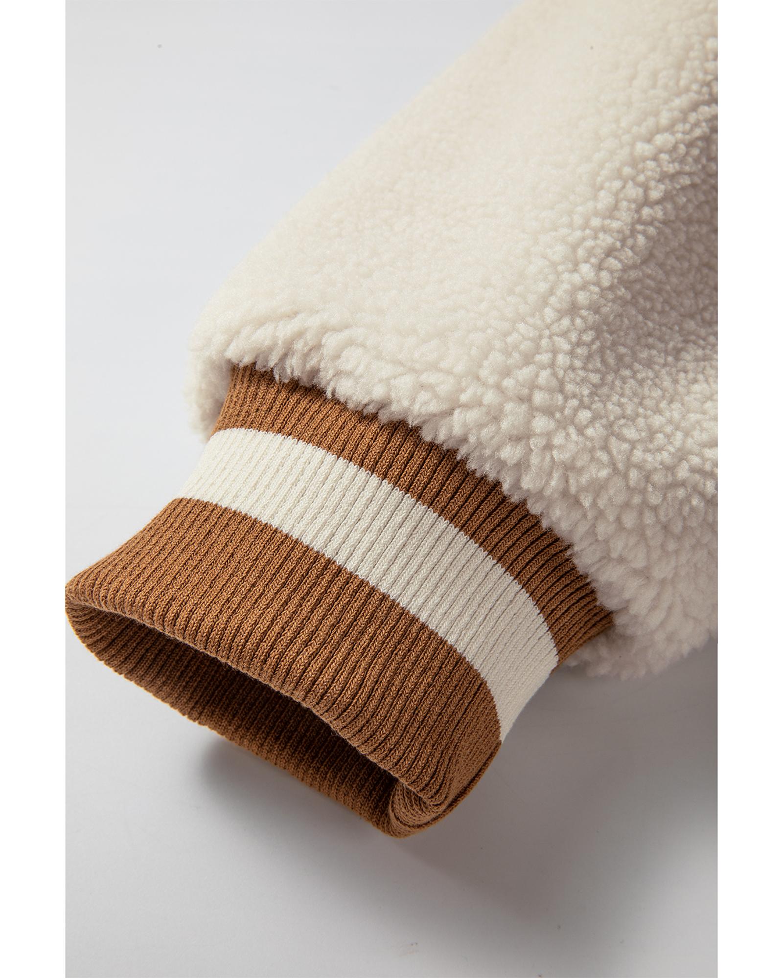 Buckskin Corduroy Fleece Patchwork Buttoned Bomber Jacket - XL 5