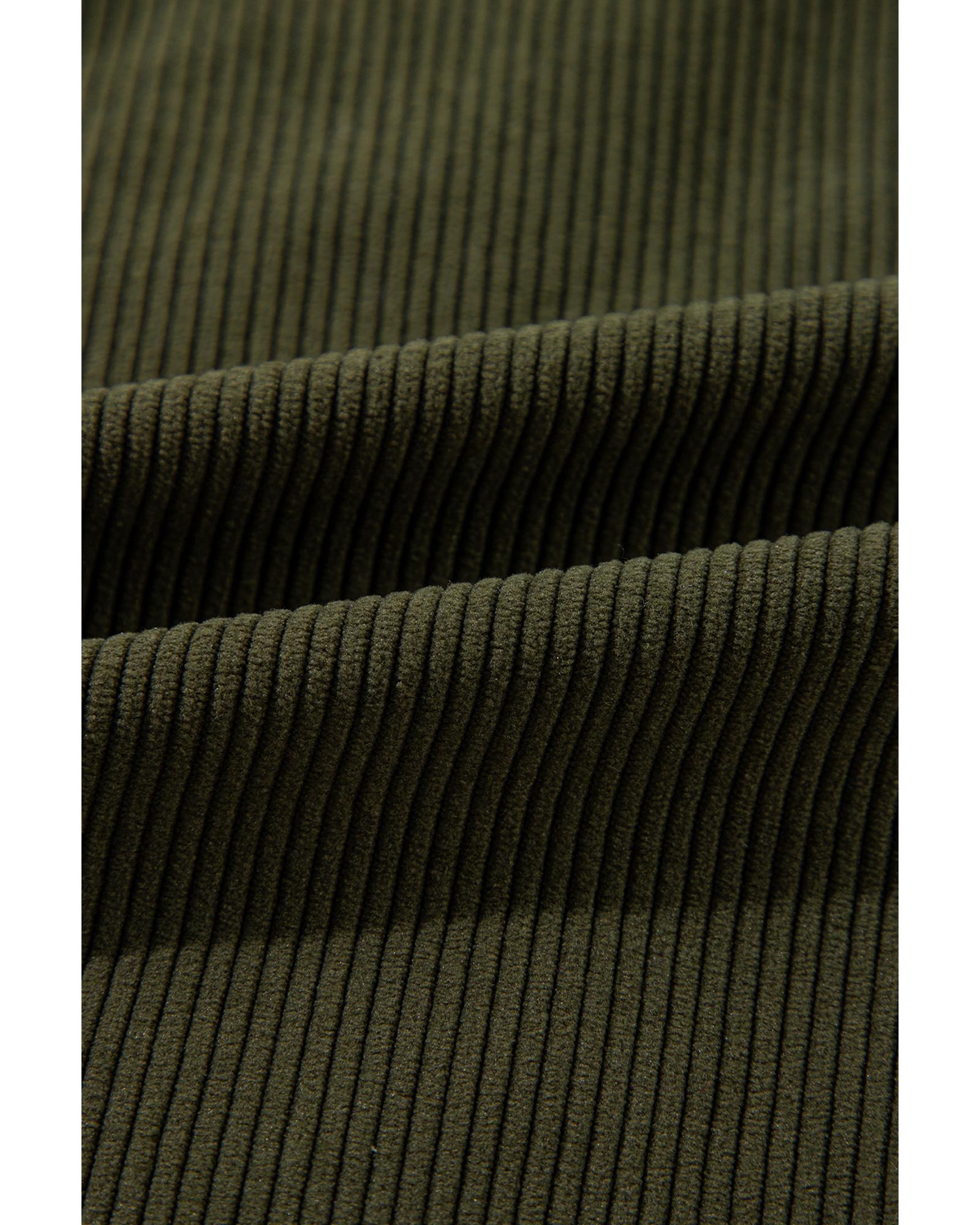 Mist Green Corduroy Fleece Patchwork Buttoned Bomber Jacket - XL 4