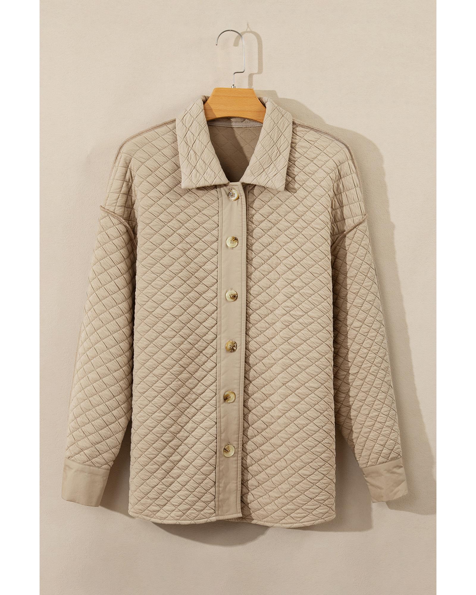 Jet Stream Solid Color Quilted Puffer Buttoned Shacket - 2XL 7