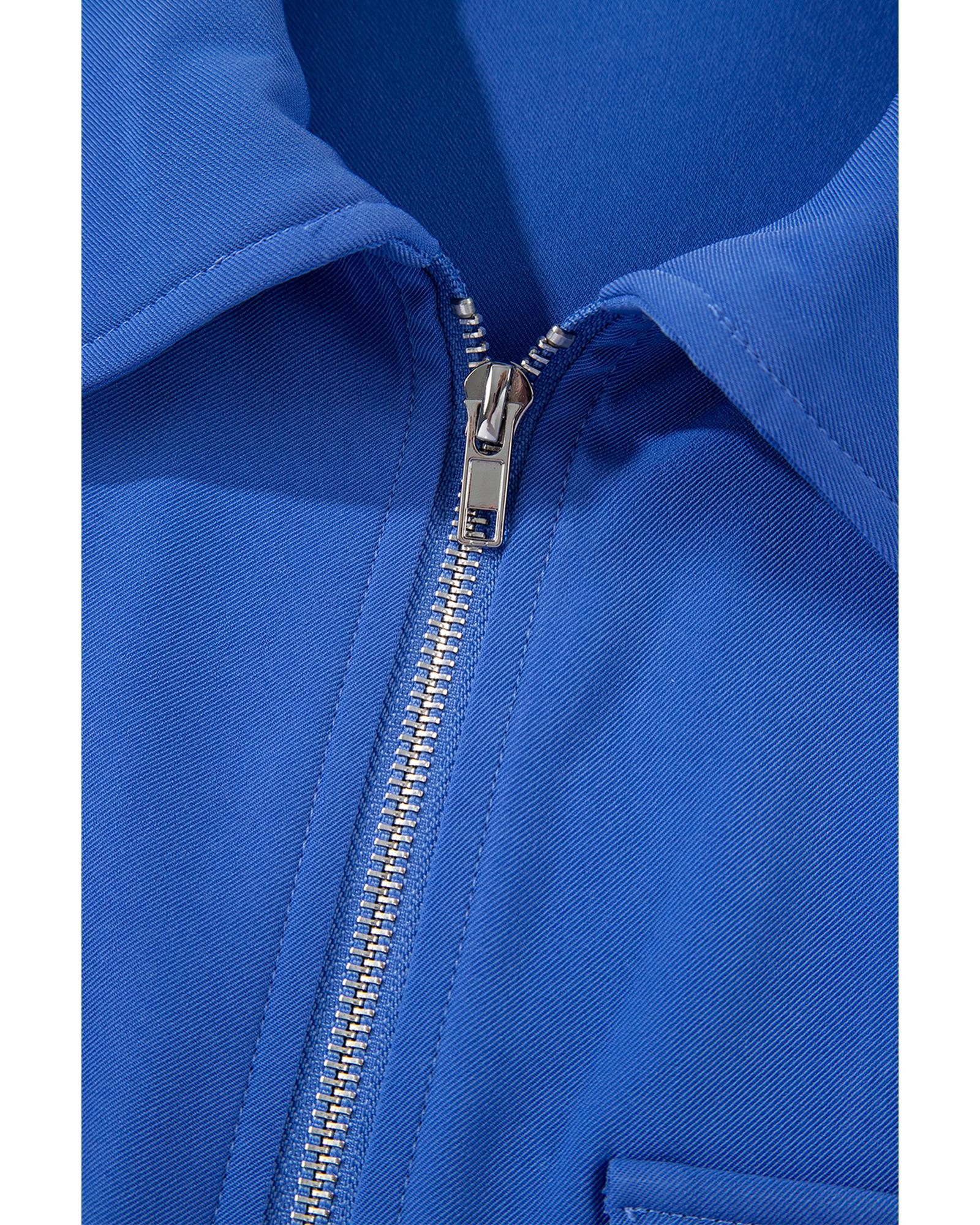 Dusk Blue Collar Tab Sleeve Zip Up Flap Detail Jacket - M