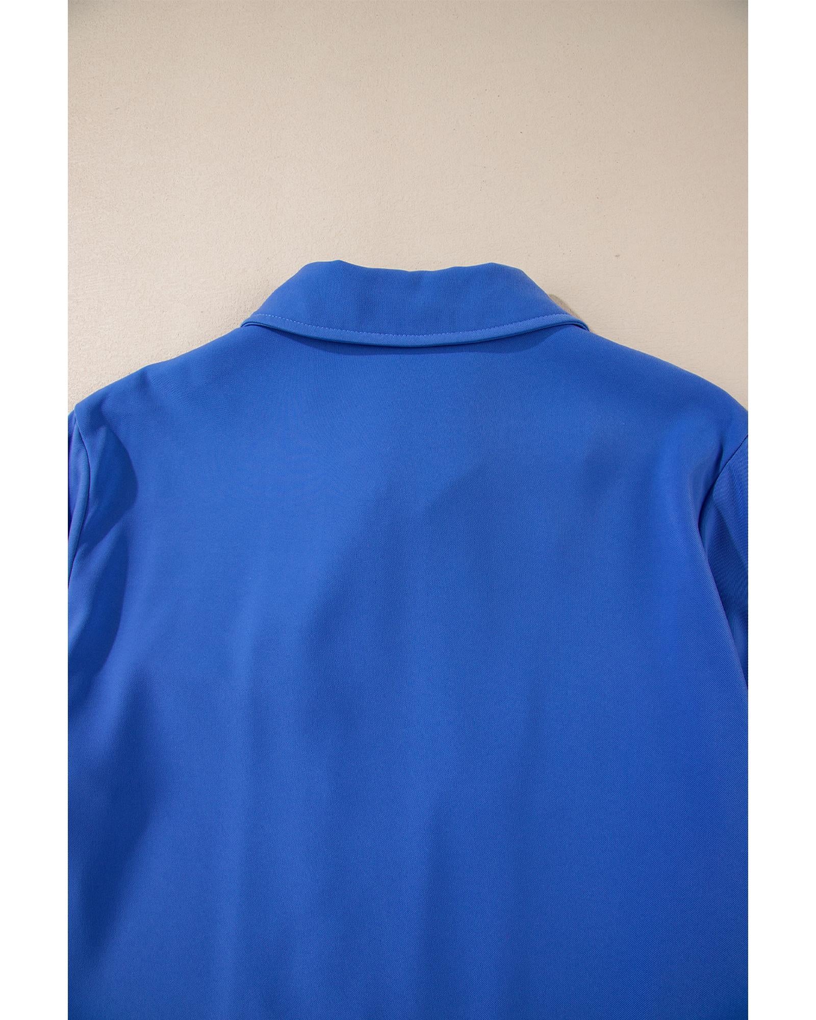 Dusk Blue Collar Tab Sleeve Zip Up Flap Detail Jacket - XL 6