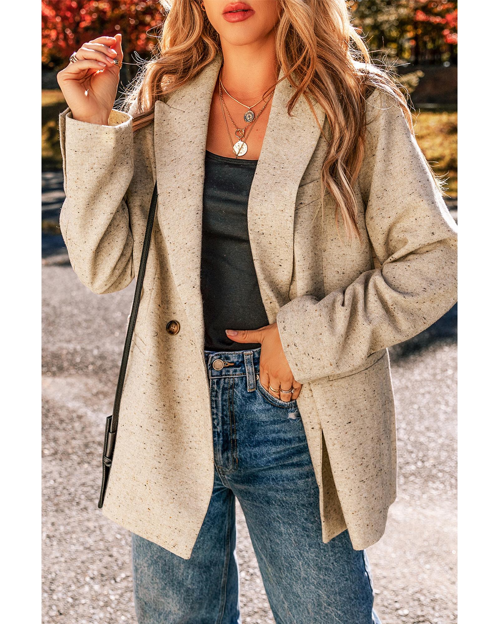 Oatmeal Single Breasted Elegant Suit Jacket - XL