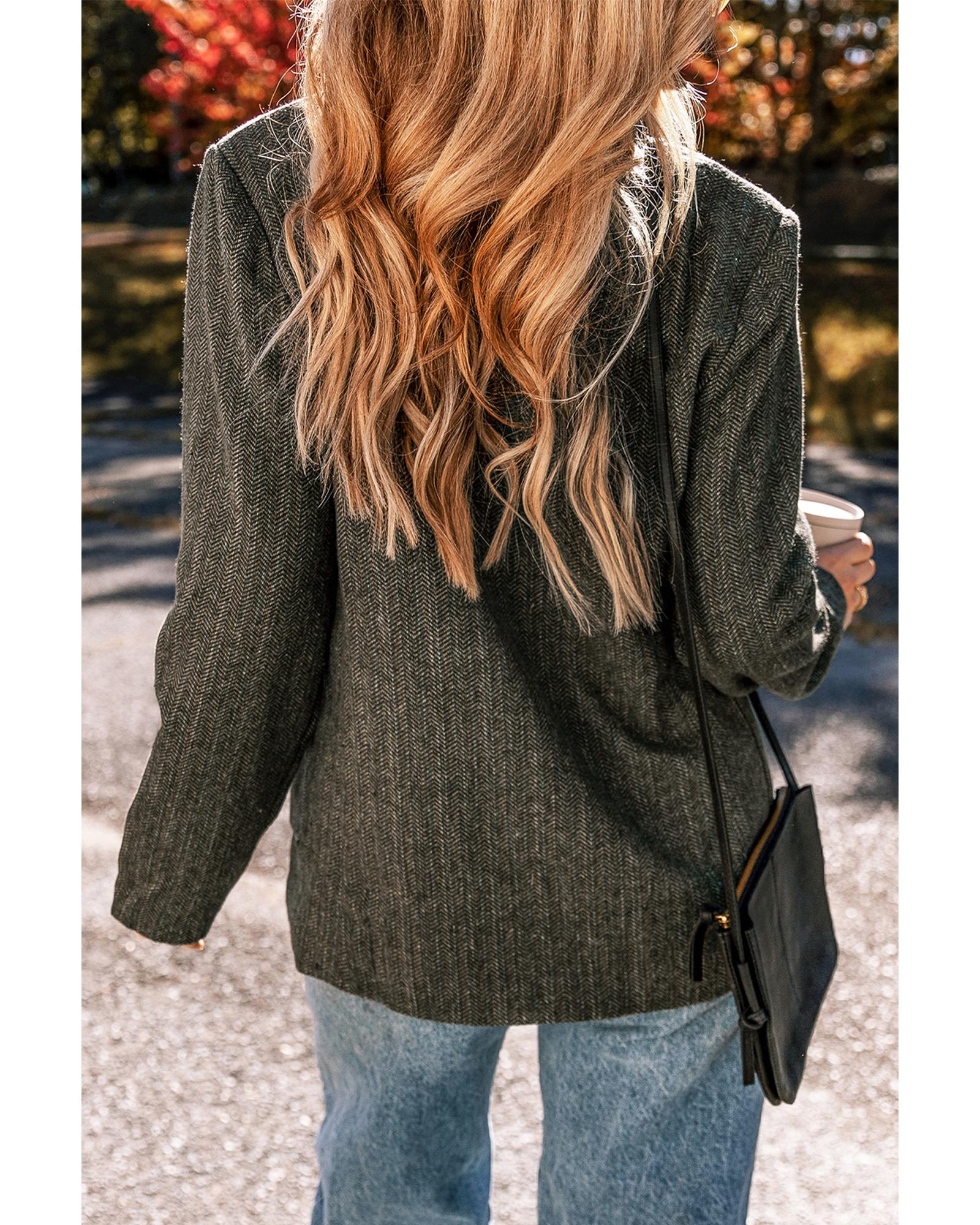 Desert Palm Twilled Single Breasted Lapel Blazer Coat - L