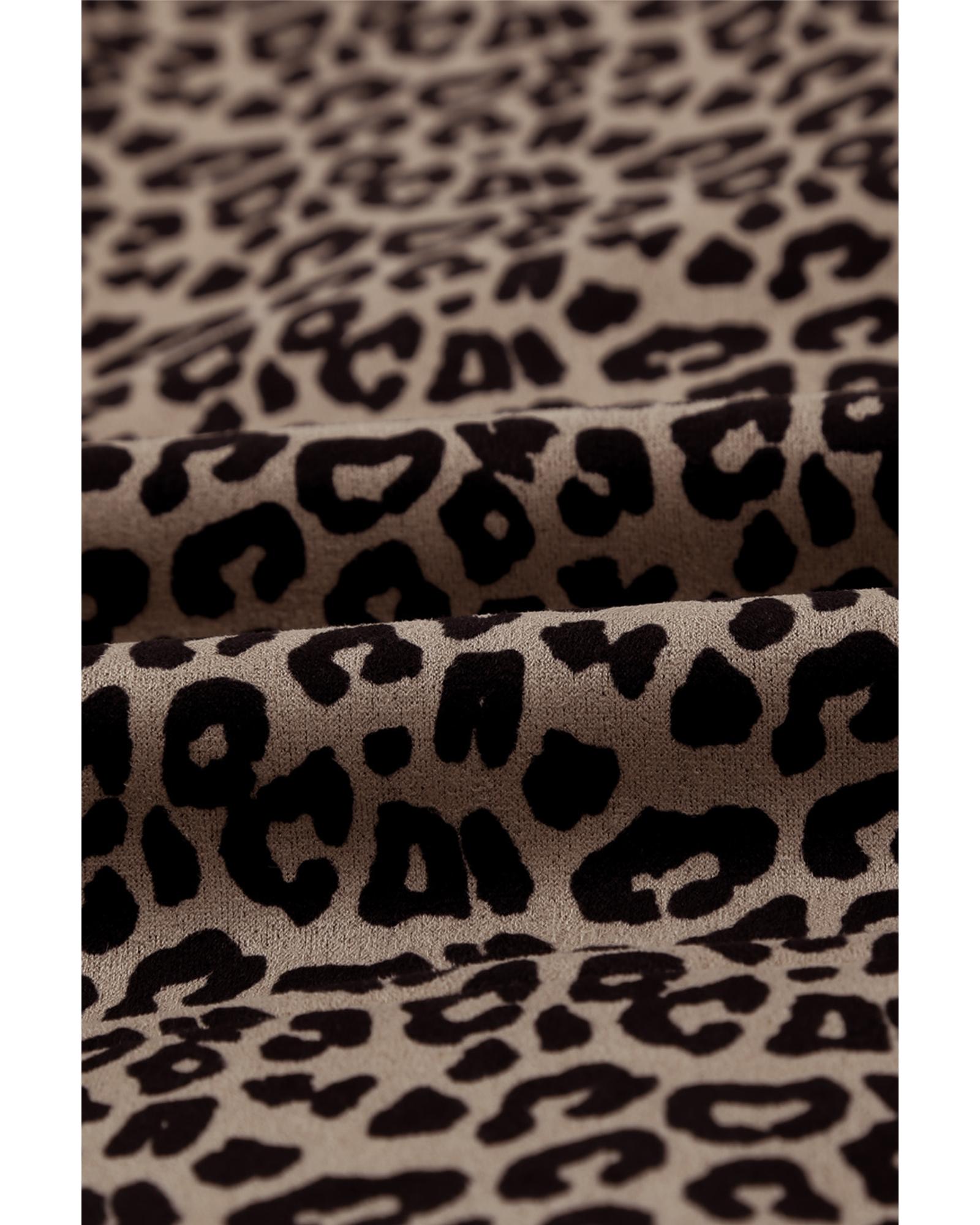 Leopard Zipped Notch Collar Short Jacket - 2XL 4