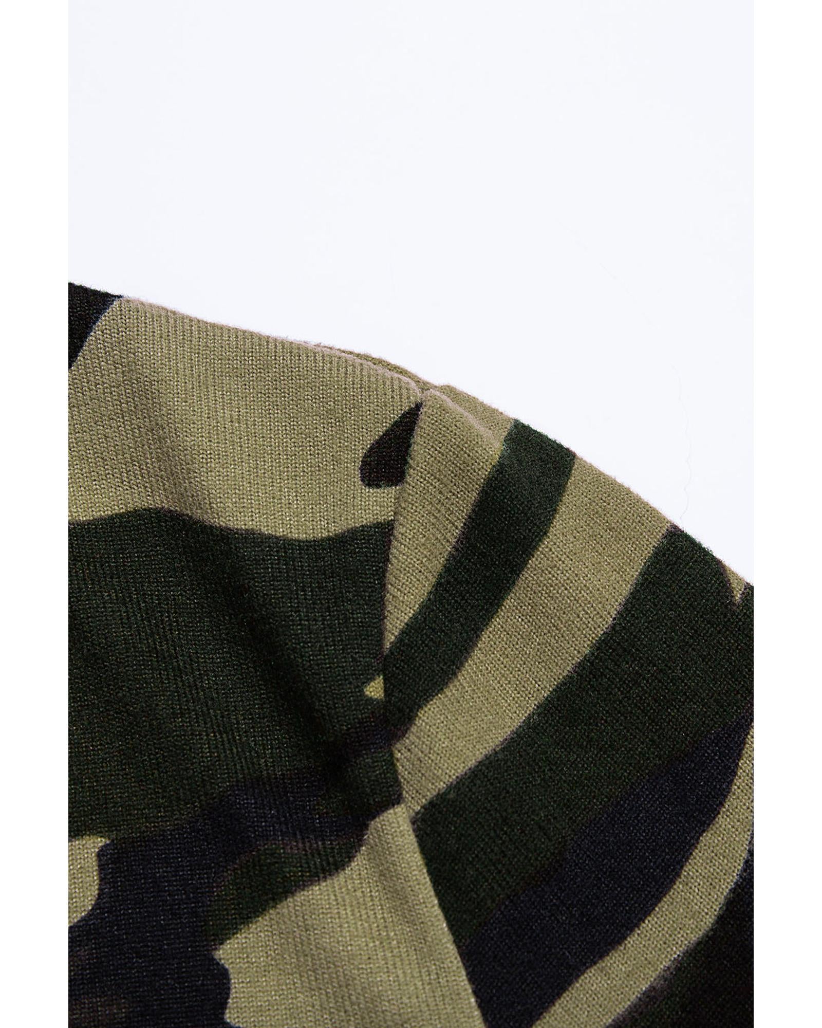 Green Camo Print Long Cardigan - L 6