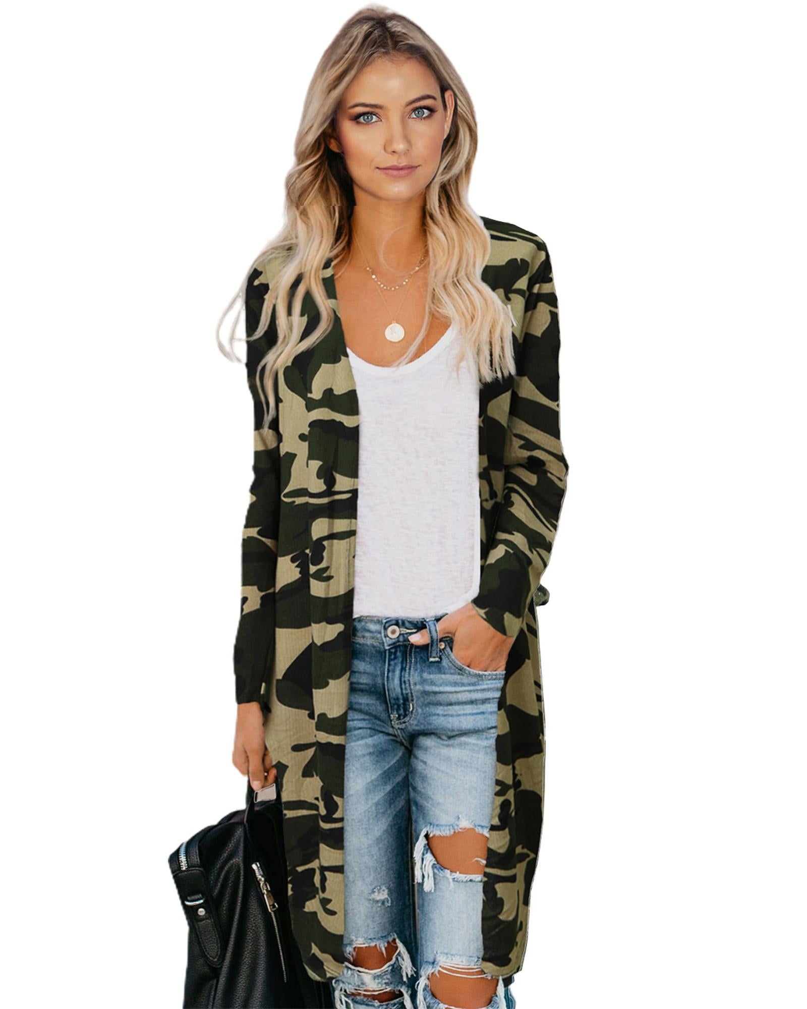 Green Camo Print Long Cardigan - M 6