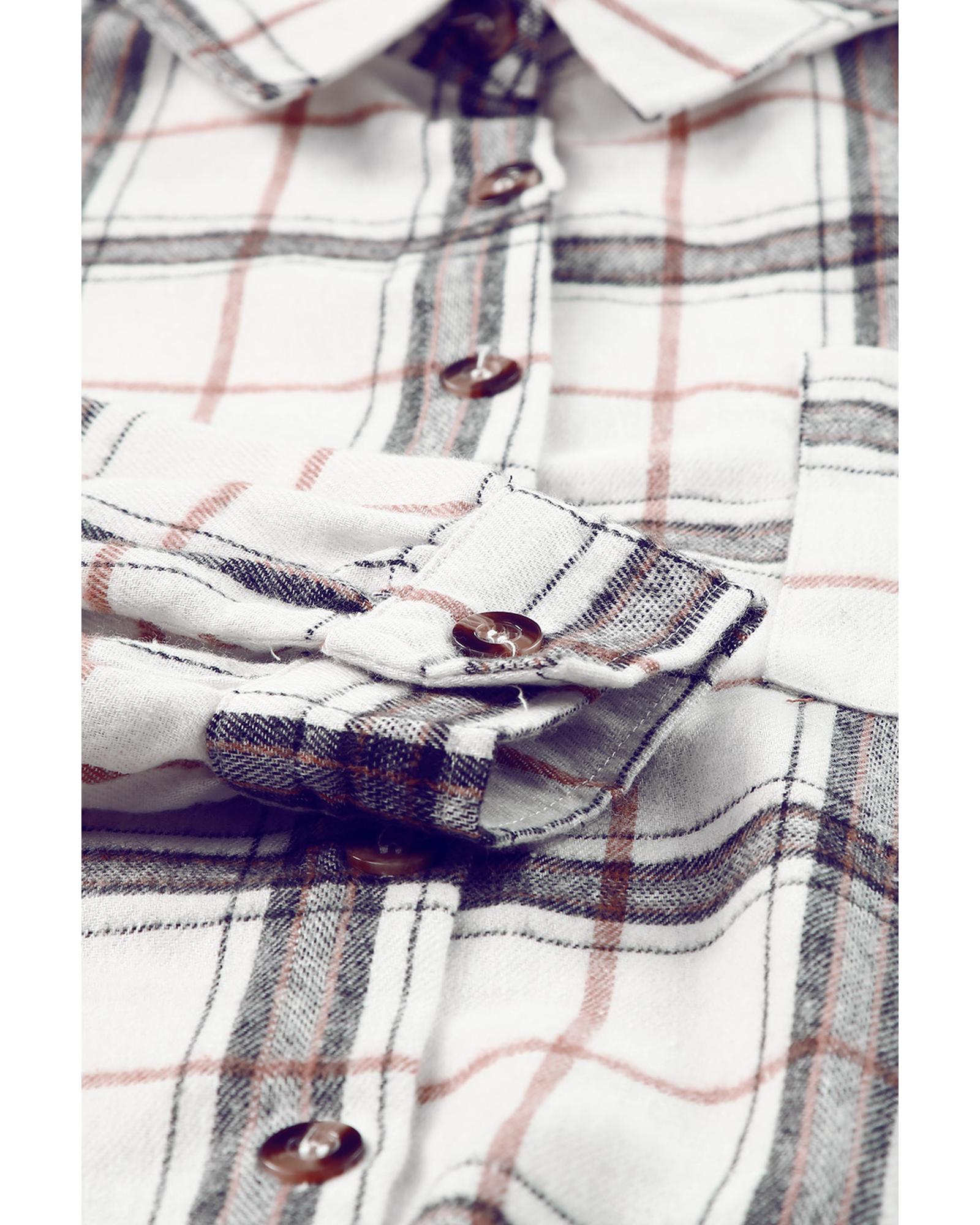 Azura Exchange White Oversized Plaid Pattern Shacket with Slits - L