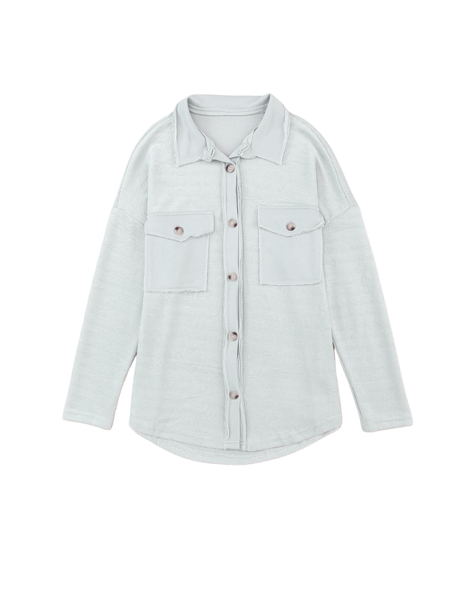 Azura Exchange Gray Contrast Flap Pockets Relaxed Shacket - 2XL 6