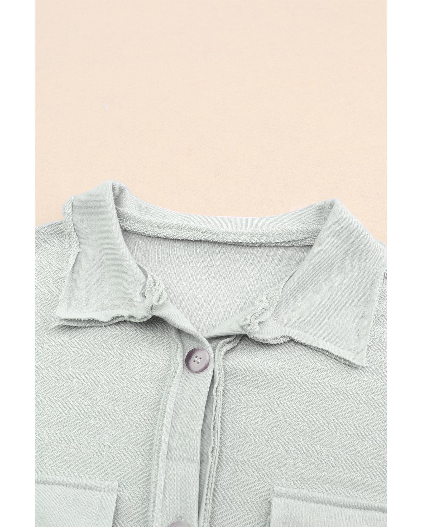 Azura Exchange Gray Contrast Flap Pockets Relaxed Shacket - L 5