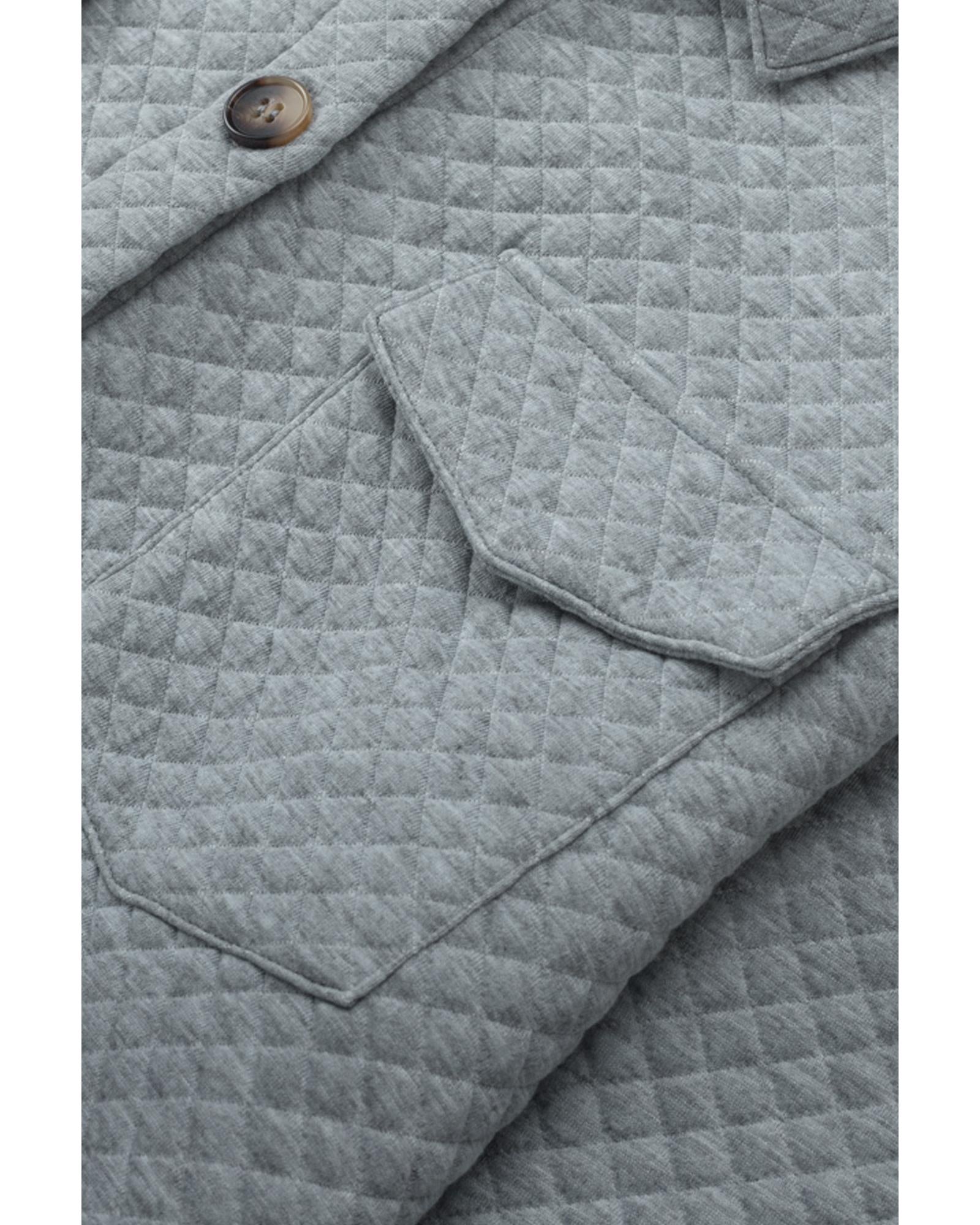 Gray Retro Quilted Flap Pocket Button Shacket - 2XL 4
