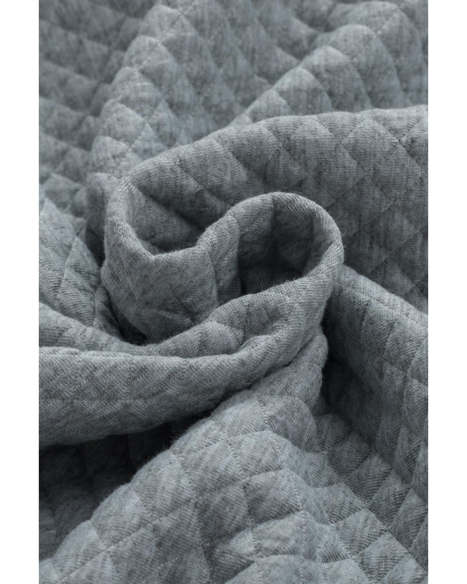 Gray Retro Quilted Flap Pocket Button Shacket - 2XL 5