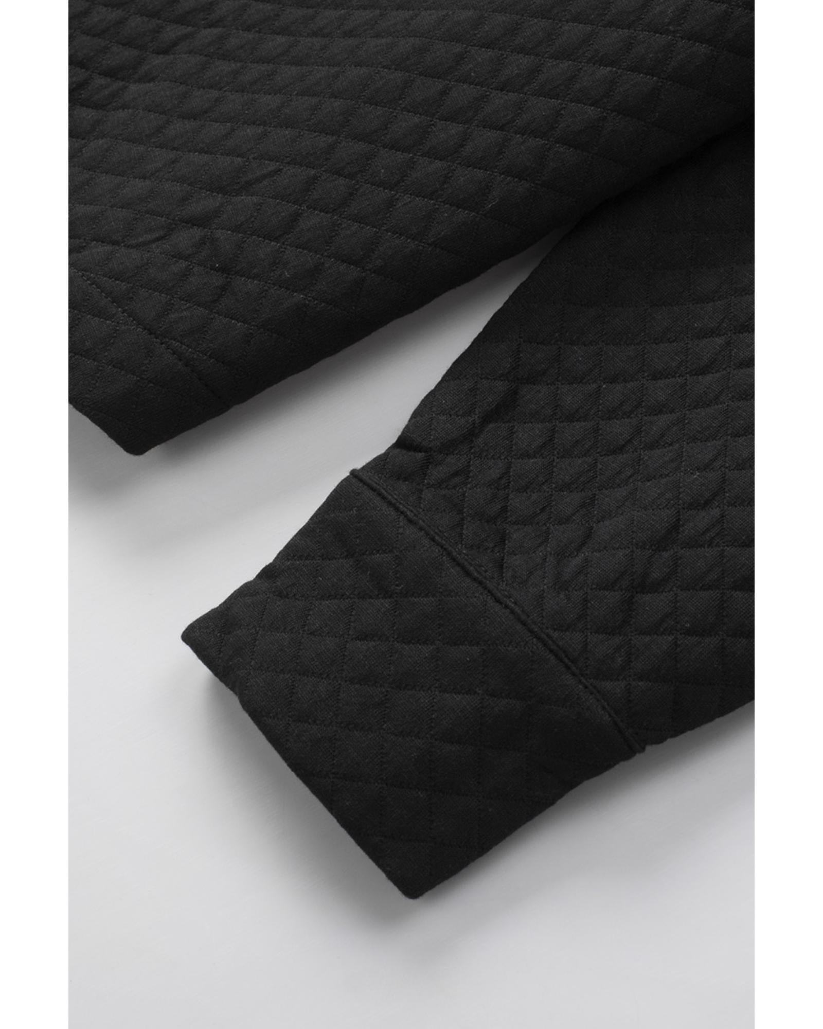 Black Retro Quilted Flap Pocket Button Shacket - XL 5