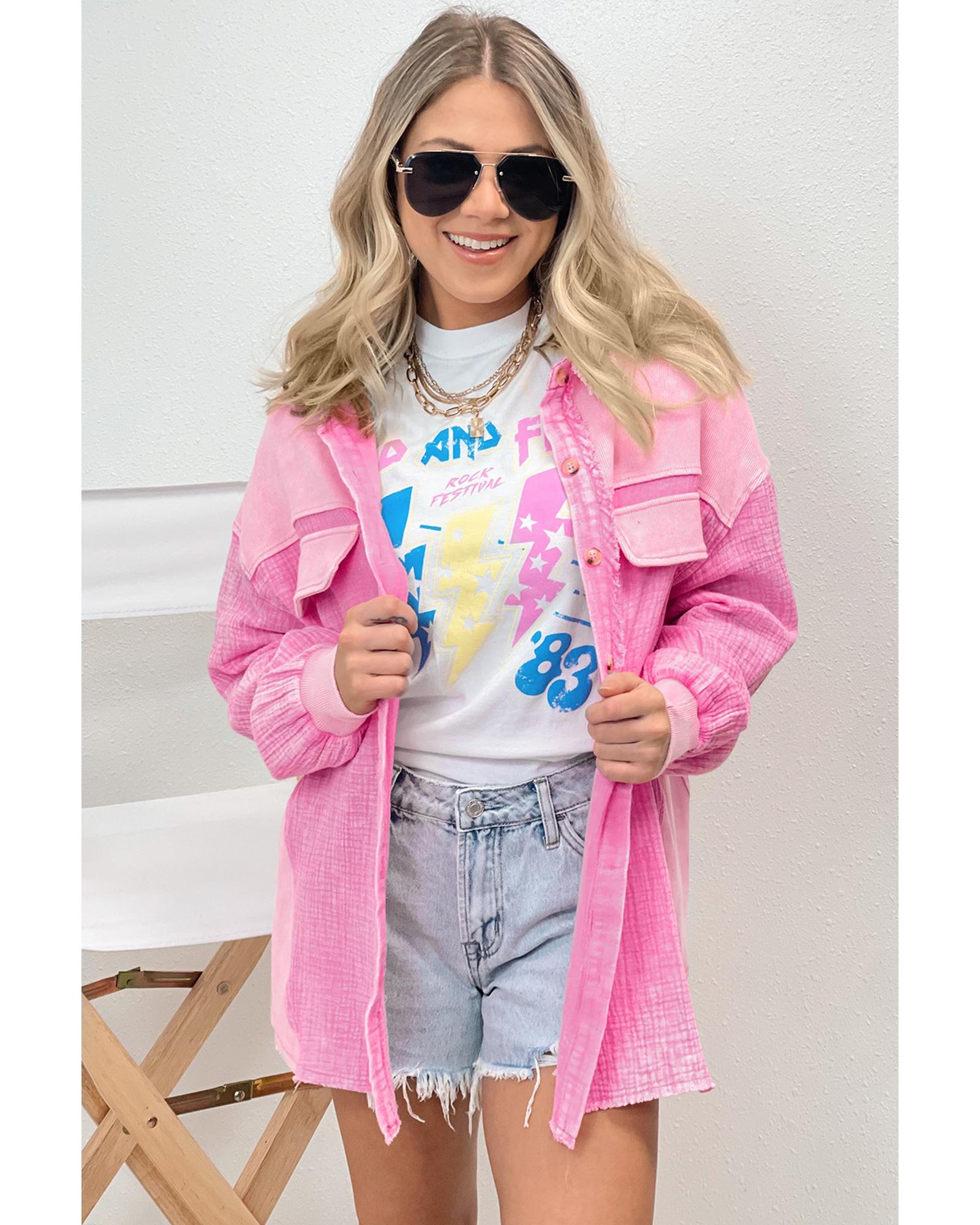 Rose Mineral Washed Cotton Shacket - L