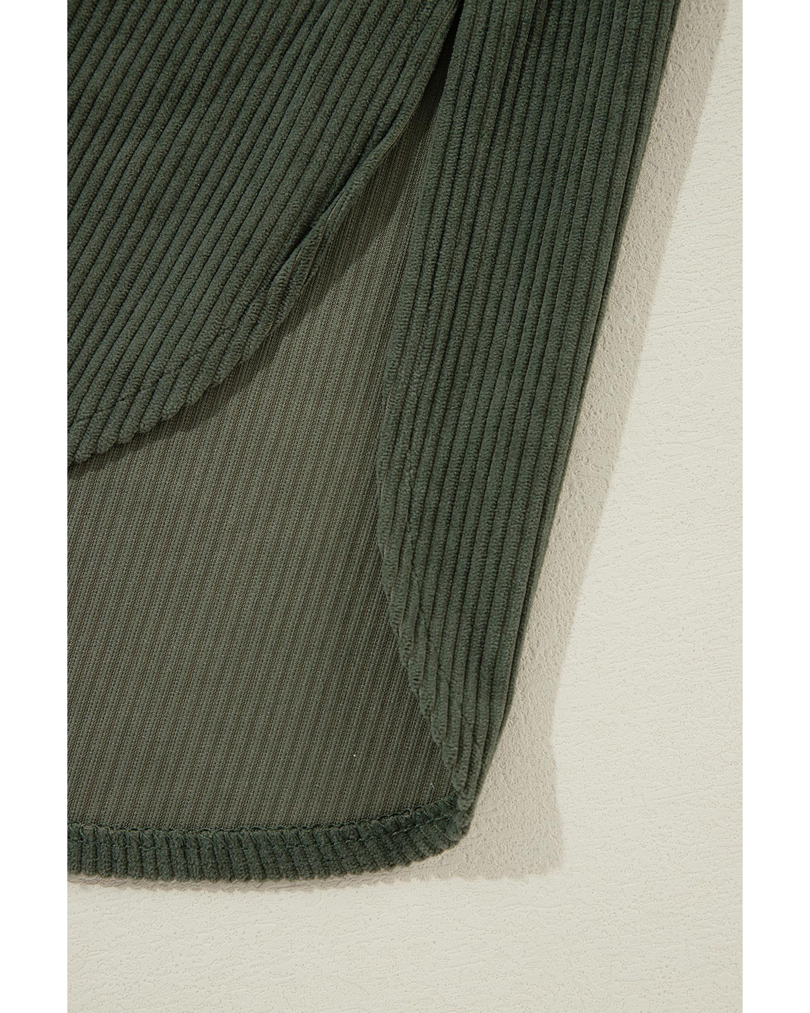 Jungle Green Oversized Corduroy Contrast Hooded Shacket - M