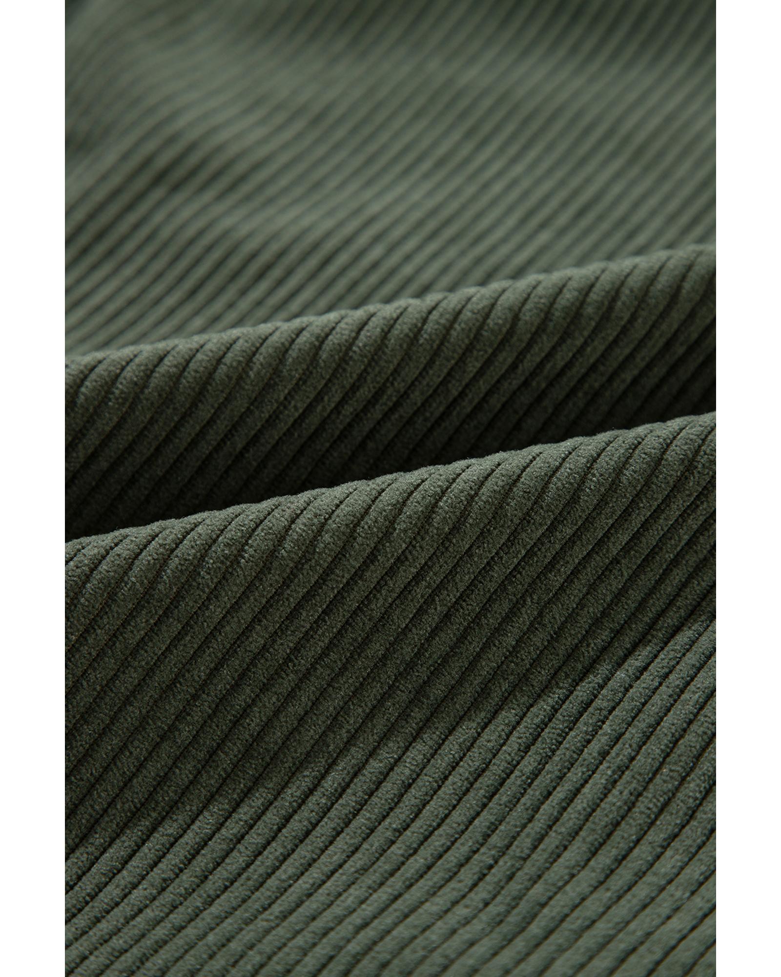 Jungle Green Oversized Corduroy Contrast Hooded Shacket - M 4