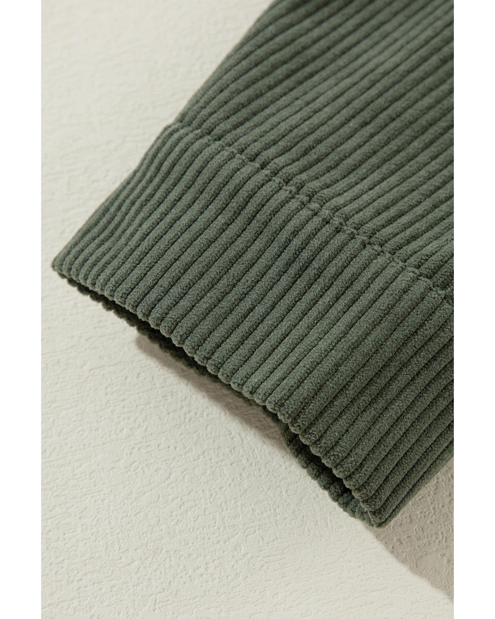 Jungle Green Oversized Corduroy Contrast Hooded Shacket - S 7