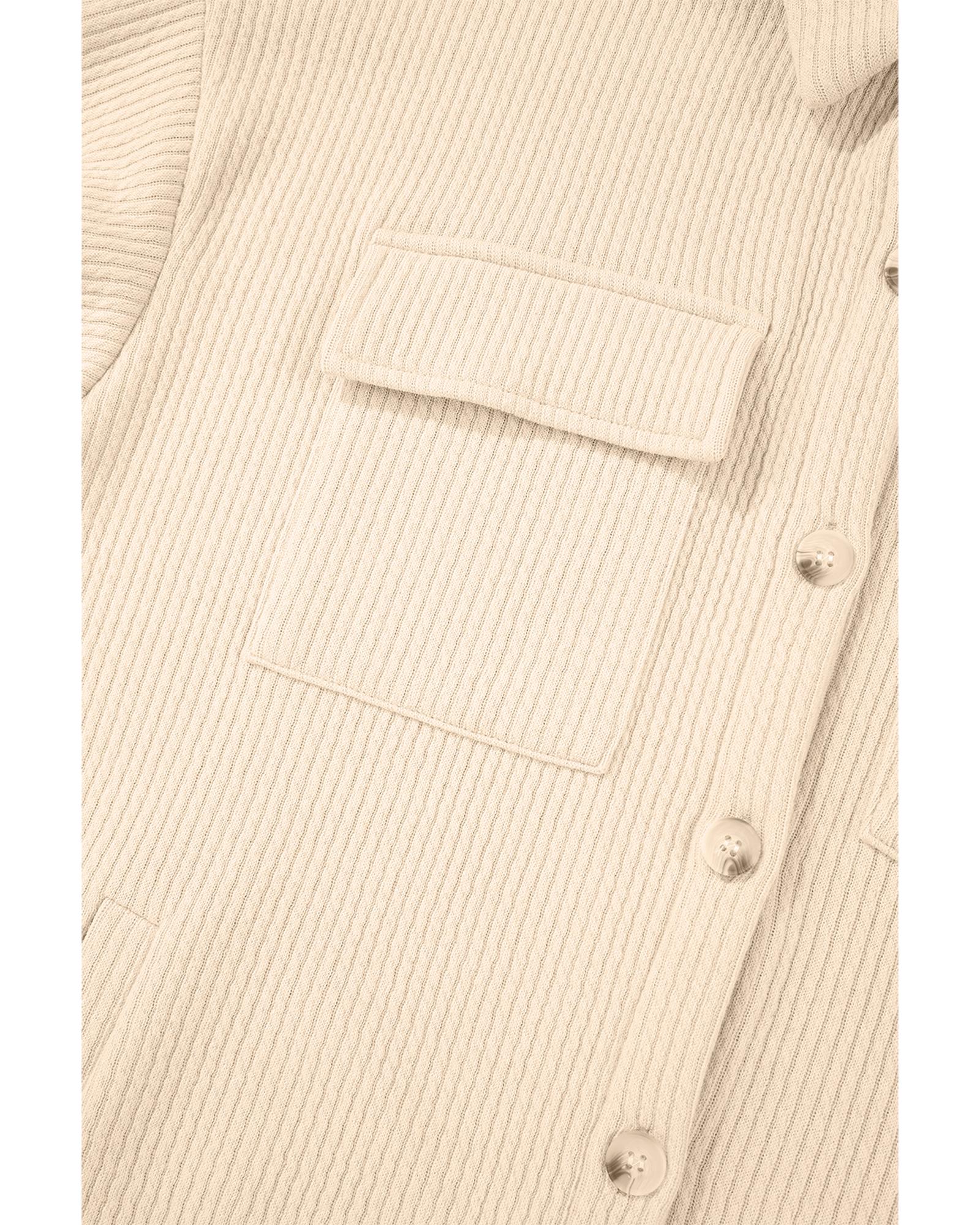 Apricot Solid Color Corduroy Buttoned Long Sleeve Shacket - XL 7