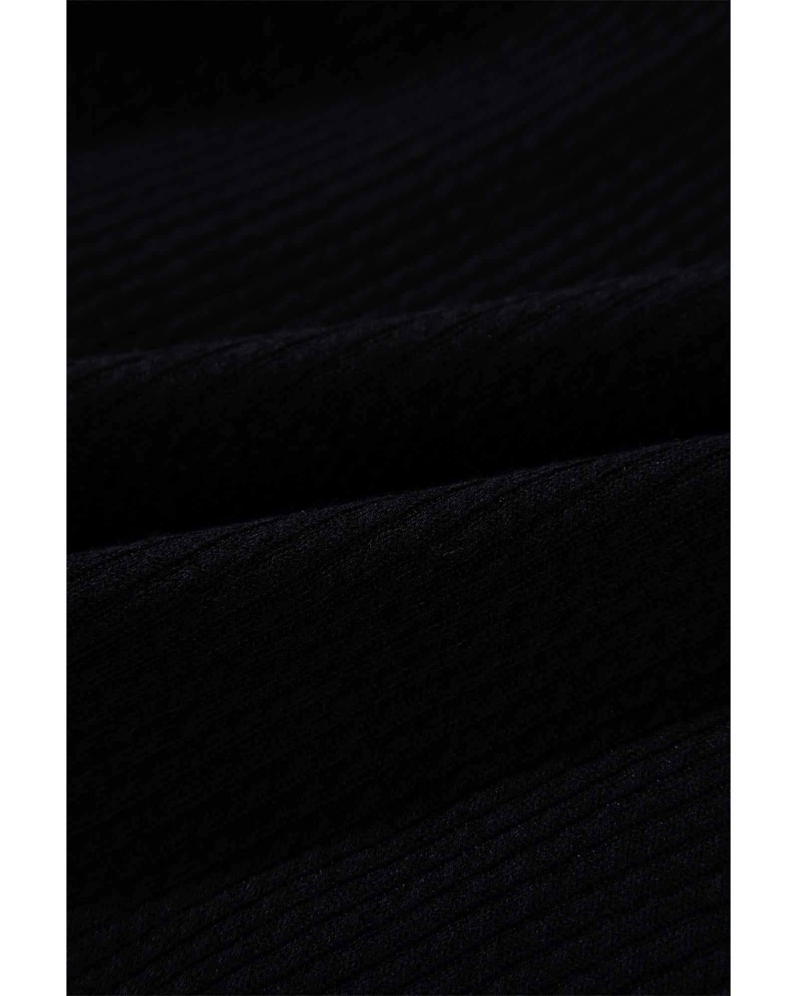 Black Solid Color Corduroy Buttoned Long Sleeve Shacket - L 5