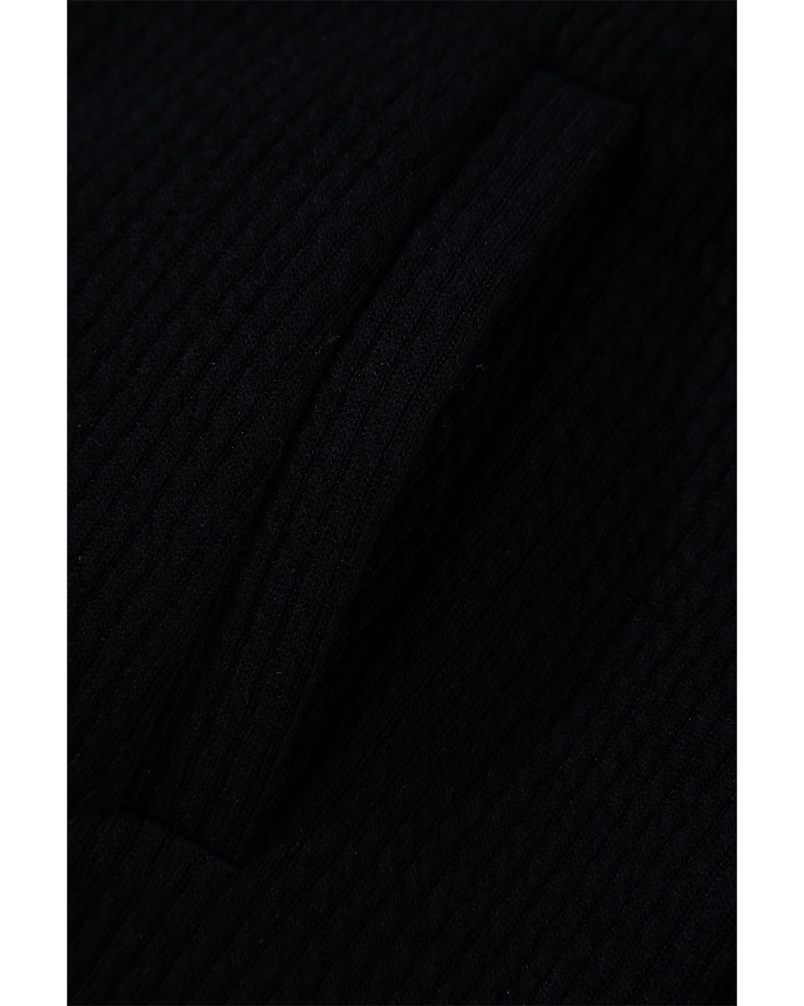 Black Solid Color Corduroy Buttoned Long Sleeve Shacket - L 7