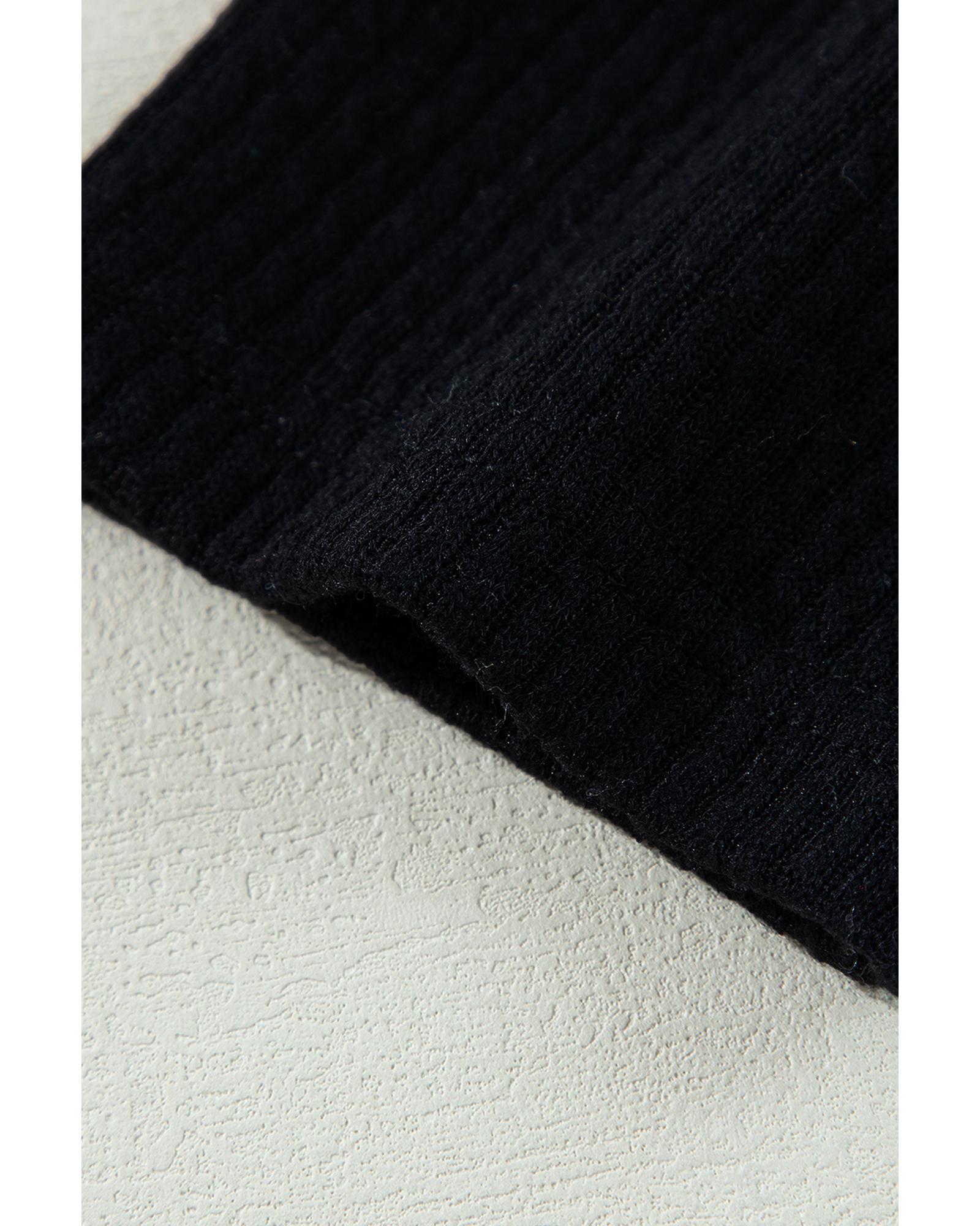 Black Solid Color Corduroy Buttoned Long Sleeve Shacket - S 7