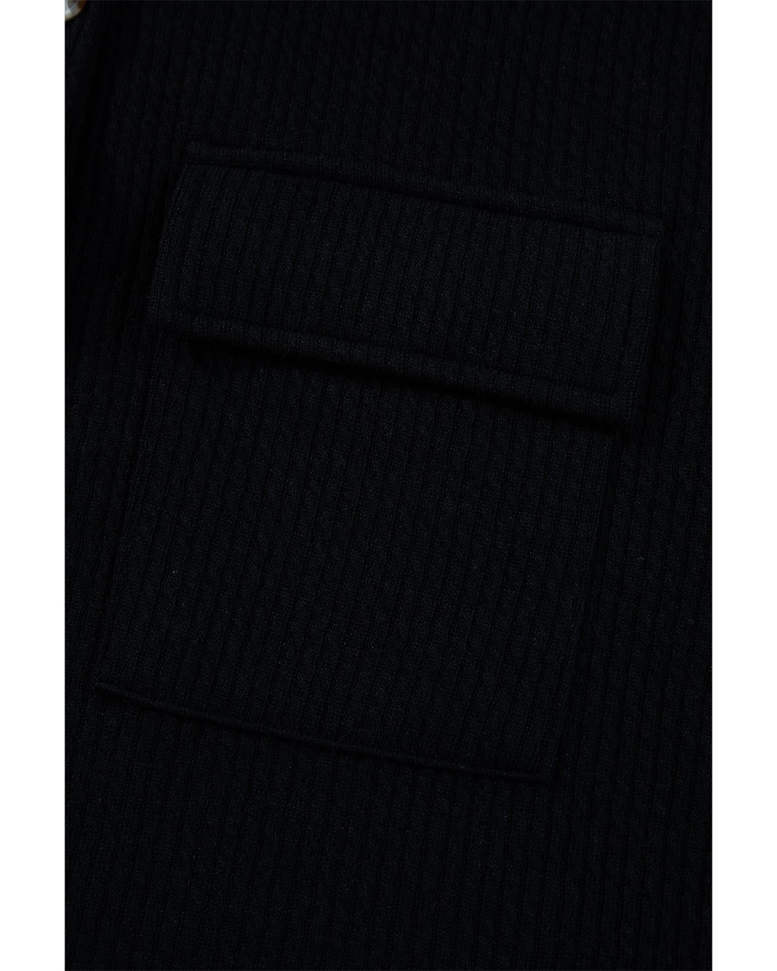 Black Solid Color Corduroy Buttoned Long Sleeve Shacket - XL