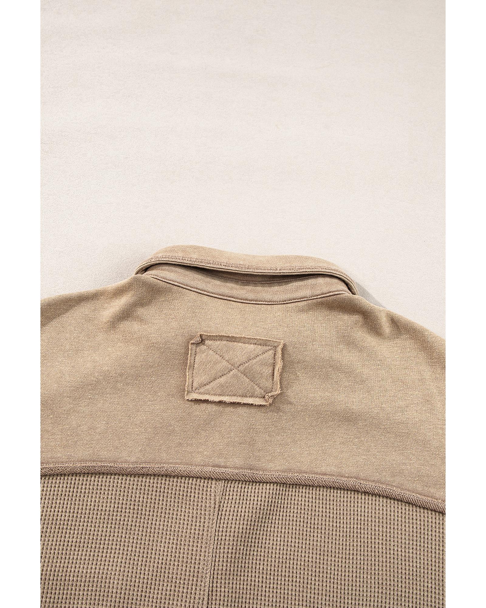 Goat Mineral Wash Textured Patchwork Loose Fit Shacket - L 7