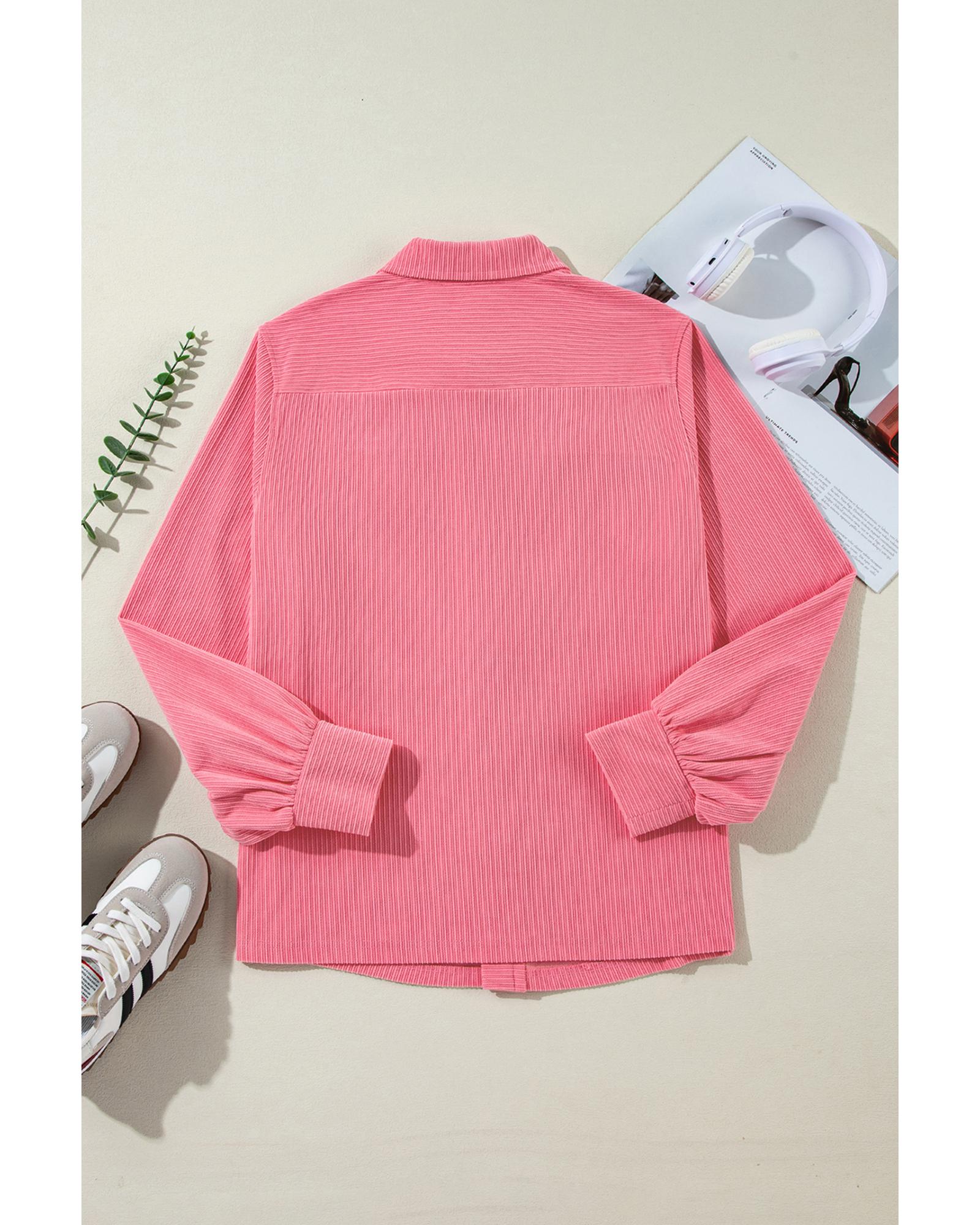 Bonbon Corduroy Flap Detail Button Up Split Shacket - L 5